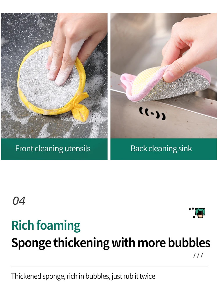 10 Pcs,Round Sponge Scrubber – Double-Sided Cleaning, Easy Stain Removal
