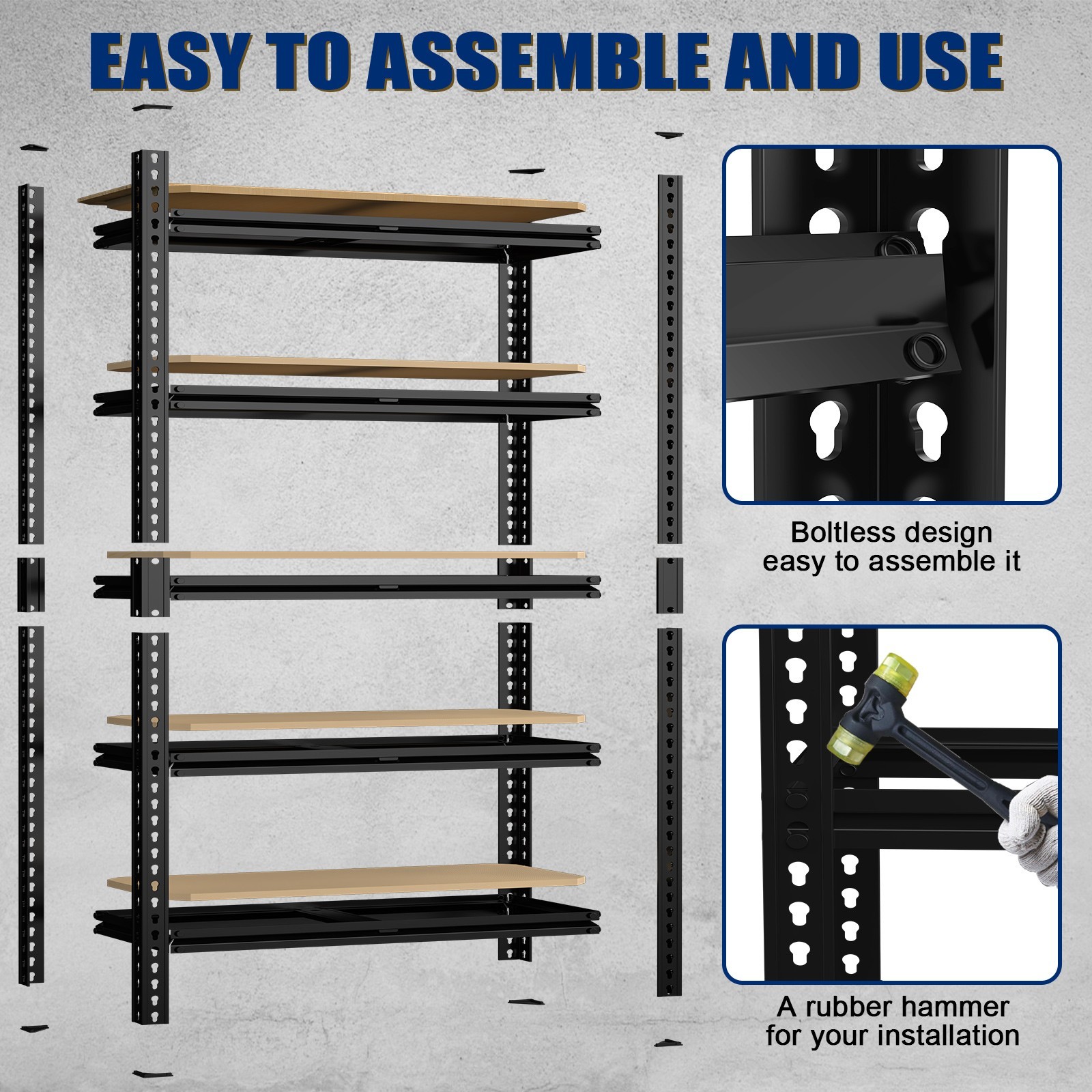 60″H Metal Garage Shelving 2000LBS 5 Tier Adjustable Garage Storage Shelves