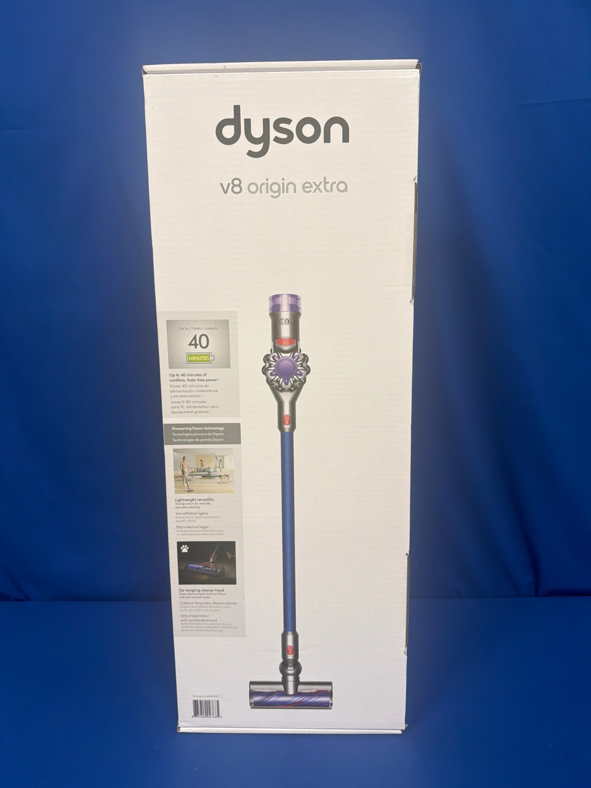 Dyson V8 Origin Extra Cordless Stick Vacuum Cleaner-SV25-Nickel/Blue-NEW
