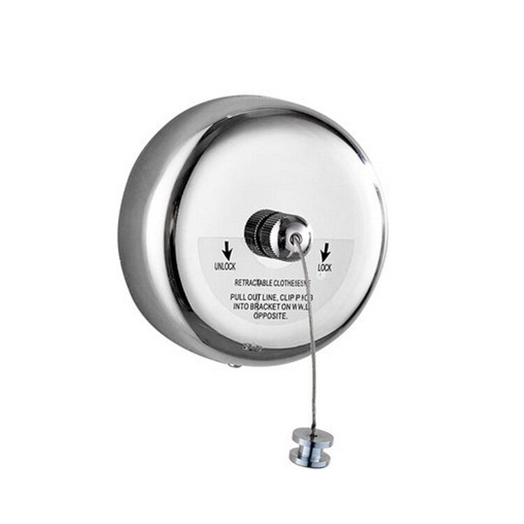 1 Set 9feet/2.8m Stainless Steel And Nylon Retractable Single Clothes Line New