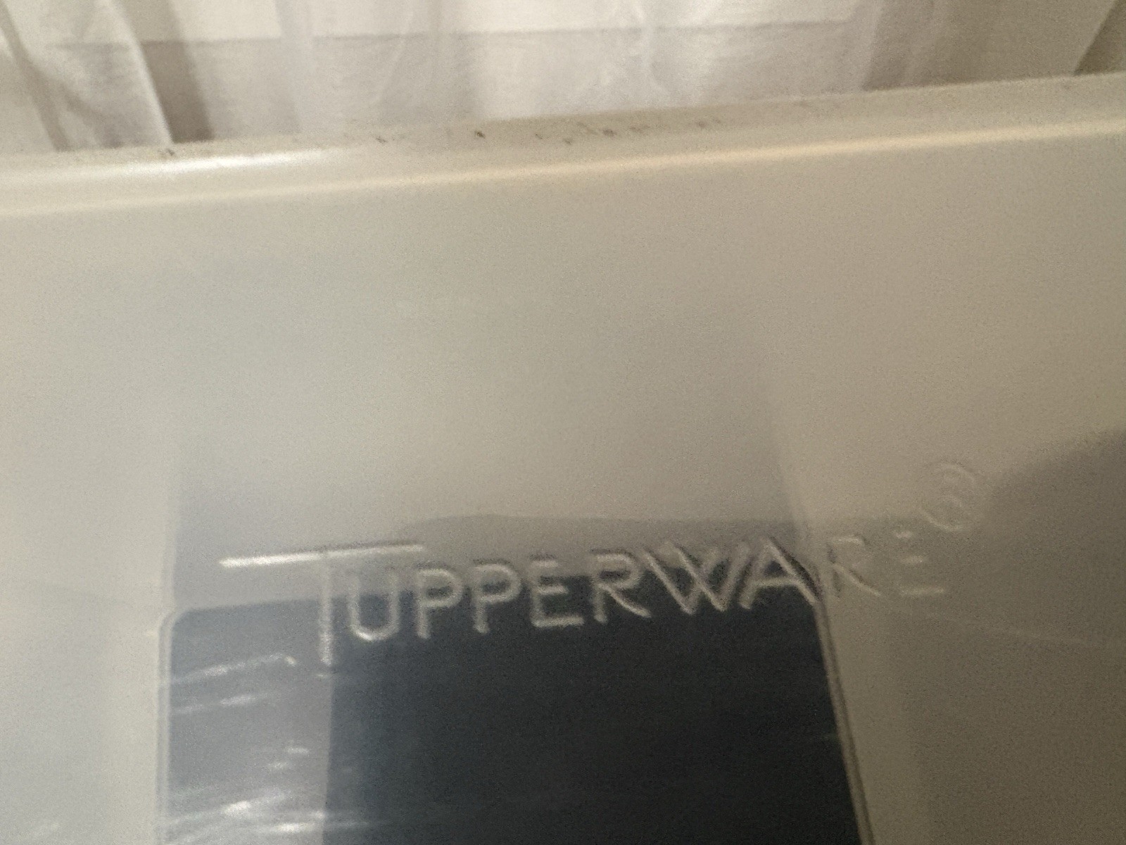 VTG Tupperware Garbage Trash Can Storage 1430-4 13″ Tall Lid Sheer Storage FLAW