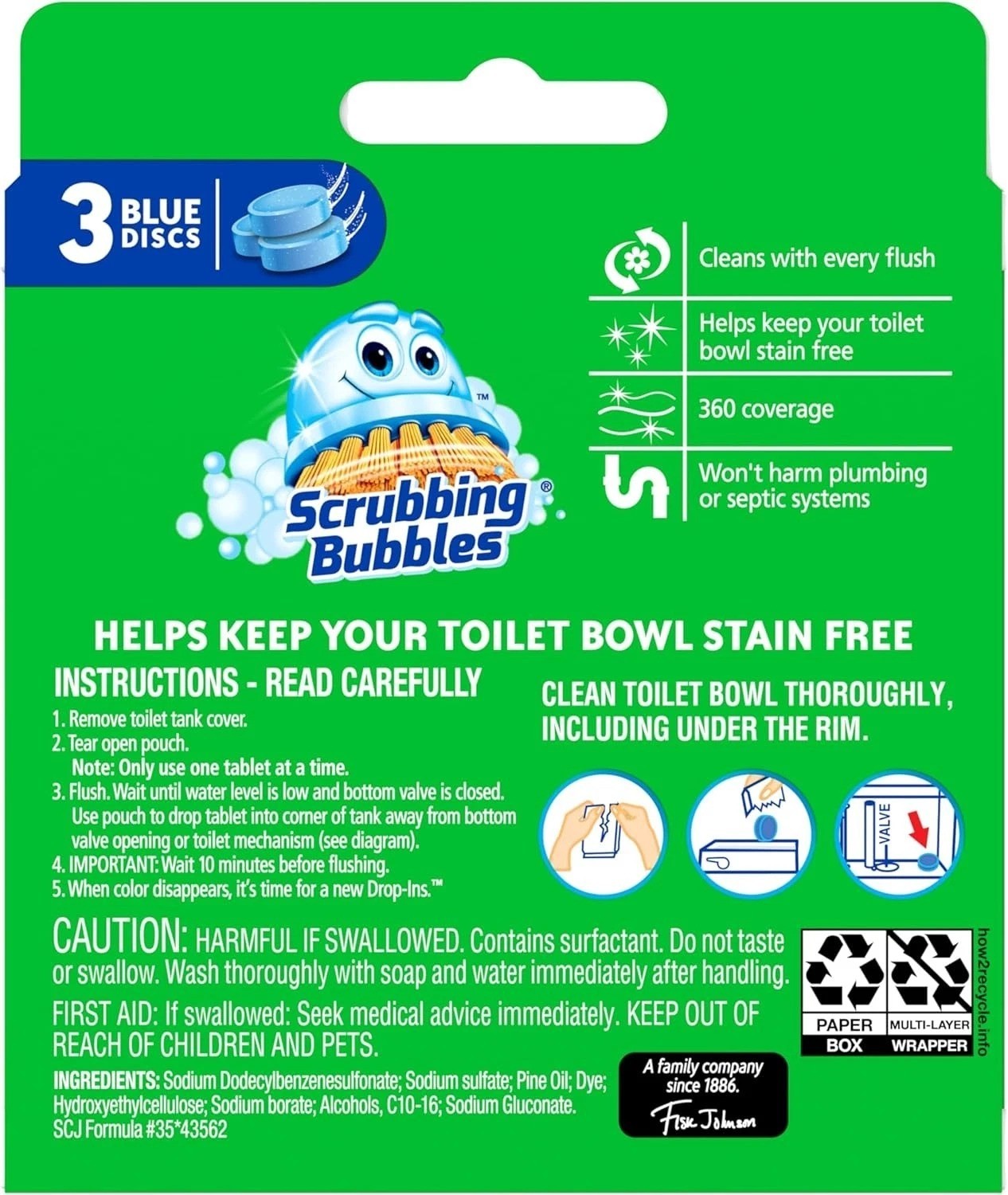 Scrubbing Bubbles Continuous Clean Toilet Drop-Ins, Automatic Blue Toilet Bowl C