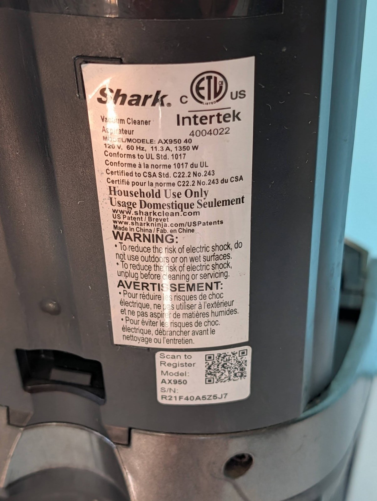 Shark Apex Duoclean Vacuum Motor Assembly Pod Model AX950 Tested Working