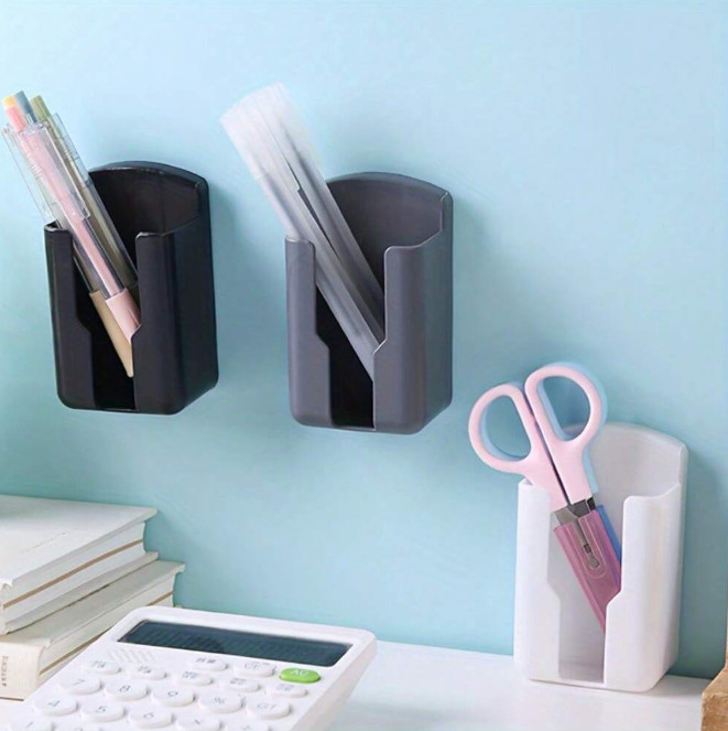 1 pc Wall Mounted Remote Control Holder Self-Adhesive Plastic Storage Box