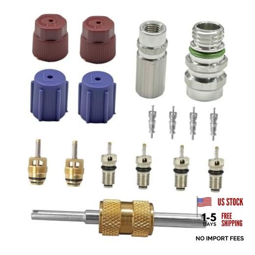 BDZMC 17PCS R12 R134A Car Air Conditioning Valve Core Kit – Red