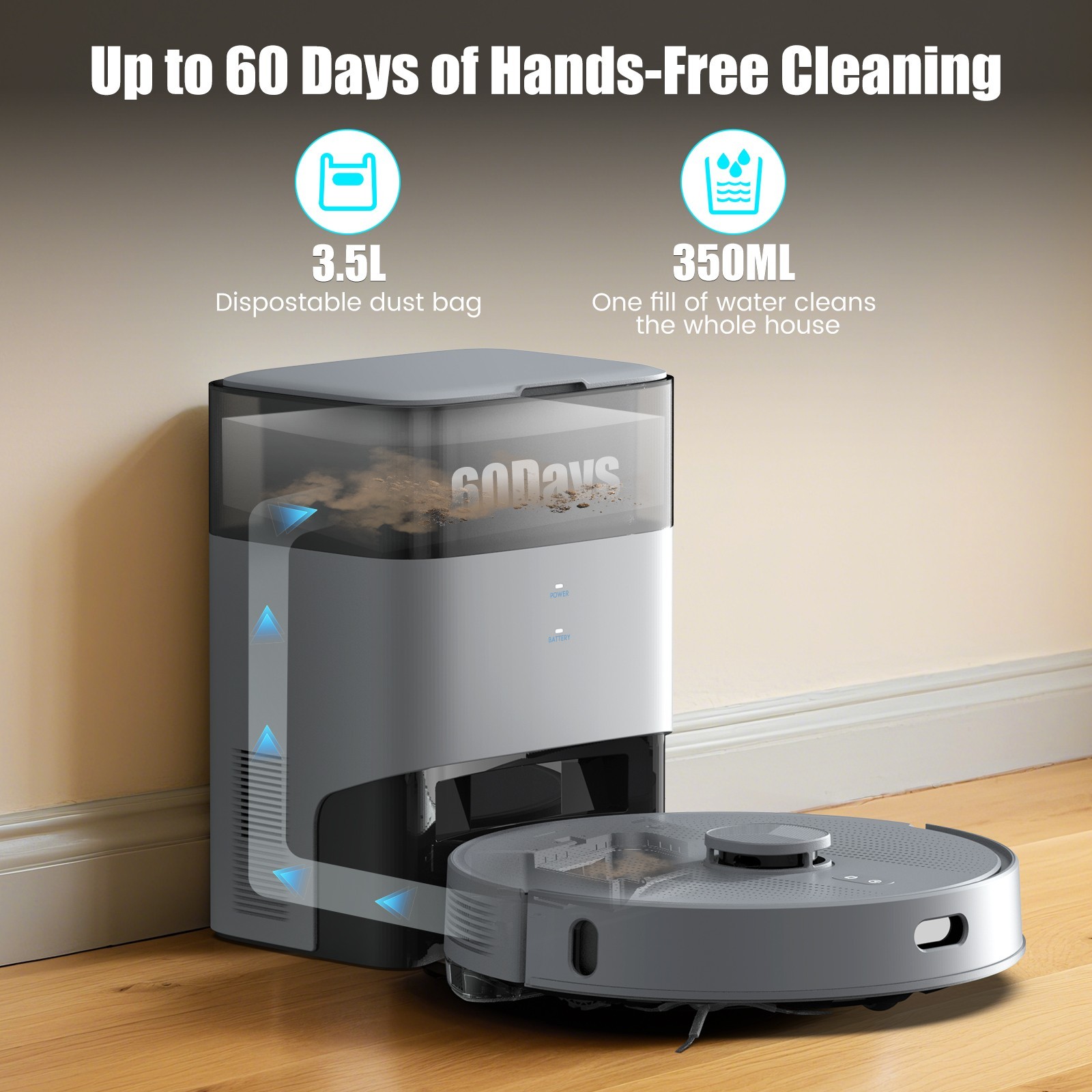5500Pa AIRROBO T25+ Self-Emptying Robotic Robot Vacuum and Mop 240Min US