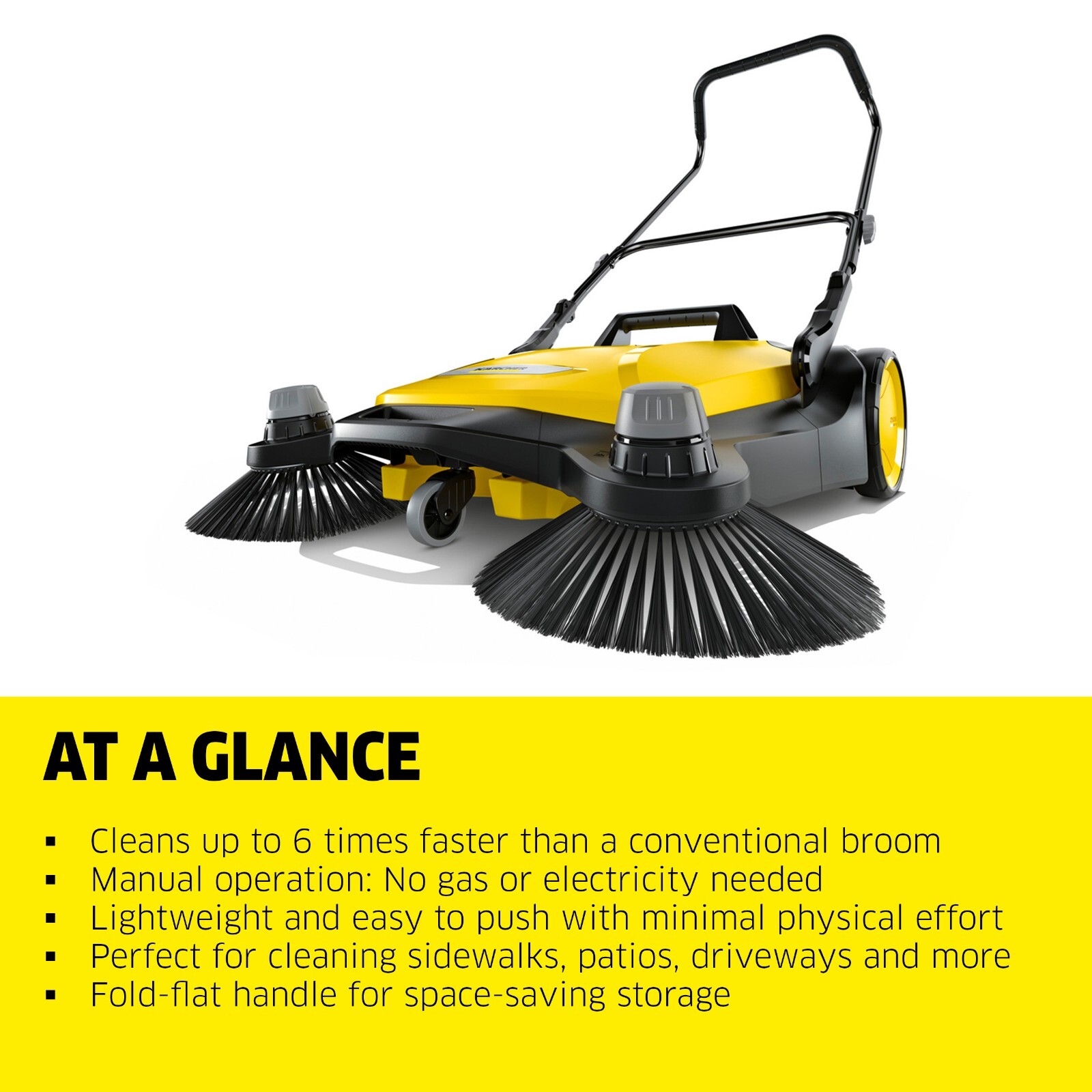 Karcher S6 Twin, Push Sweeper, 10 Gal, for Driveway, Sidewalk, Garage – NEW