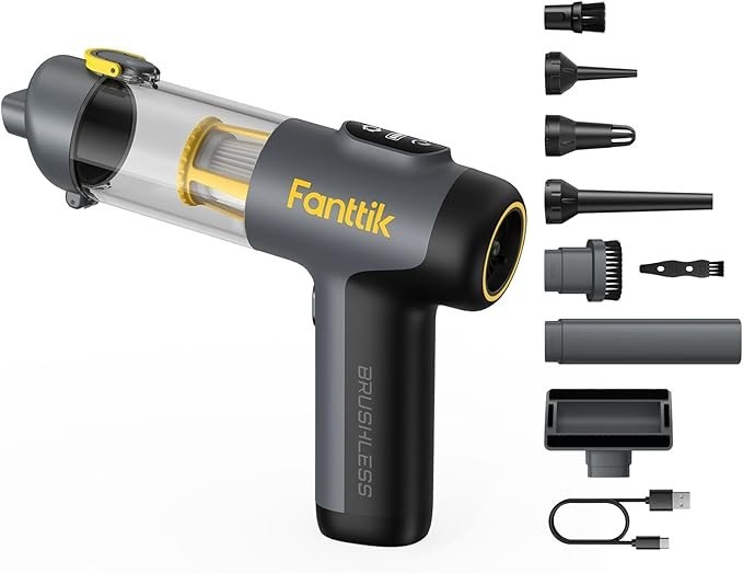 Fanttik Slim V9 Mix Car Vacuum, 4 in 1 Handheld Air Duster, 12000PA Suction Powe