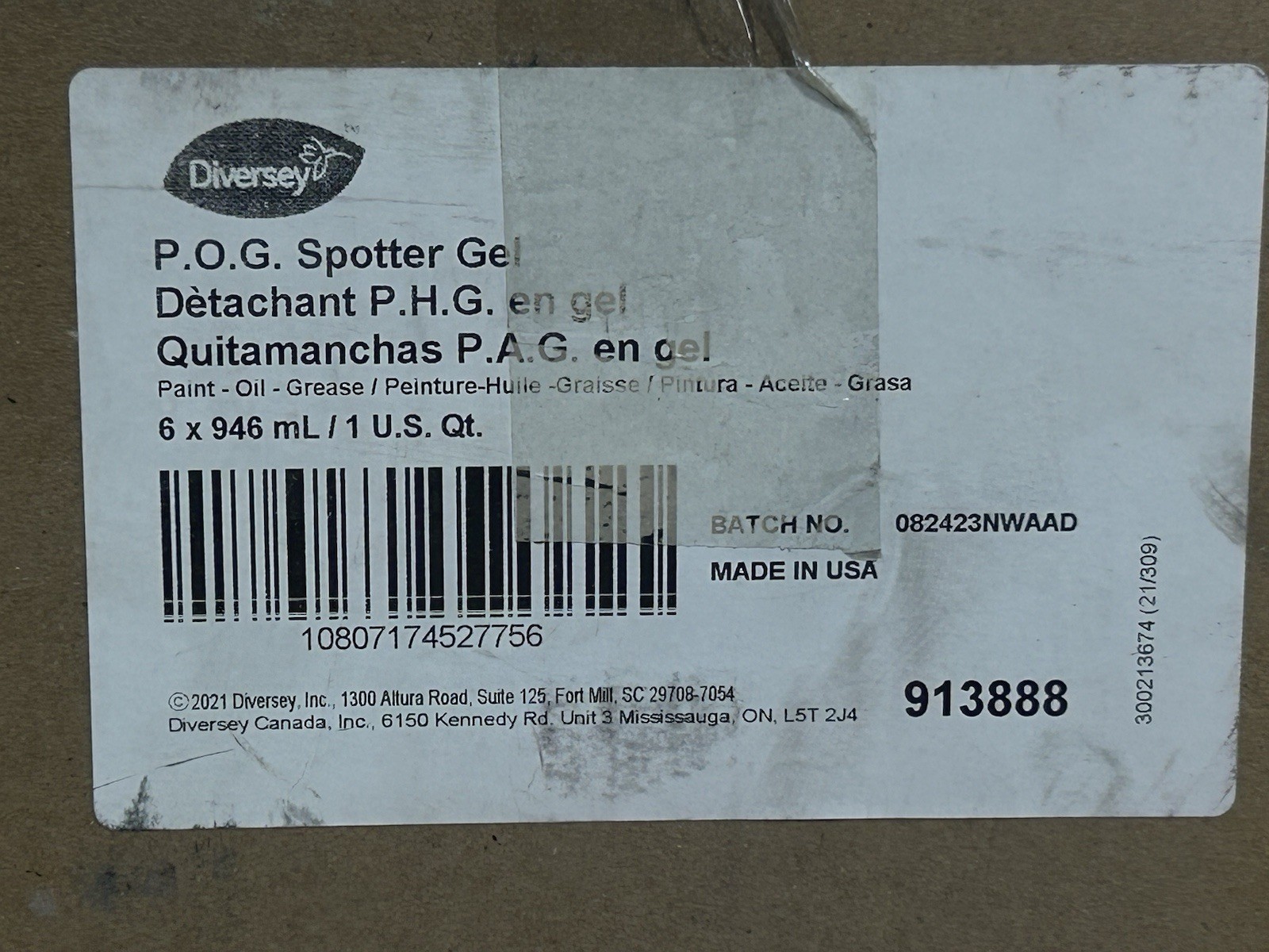 6 PK Diversey P.O.G. Spotter Gel Paint Oil and 913888 – FREE SHIPPING