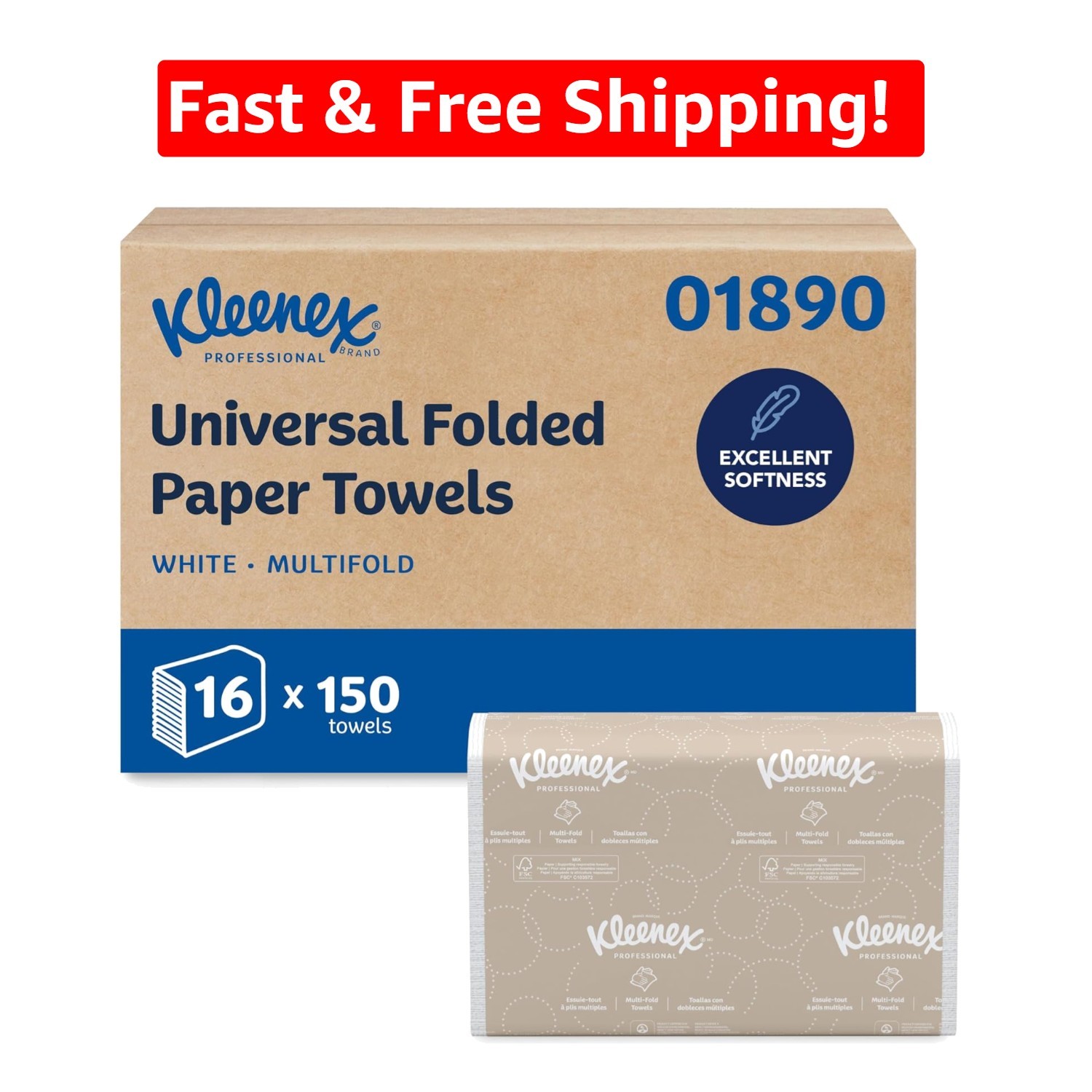 Eco-Friendly Multifold Paper Towels – 16 Packs of Soft, Highly Absorbent Sheets
