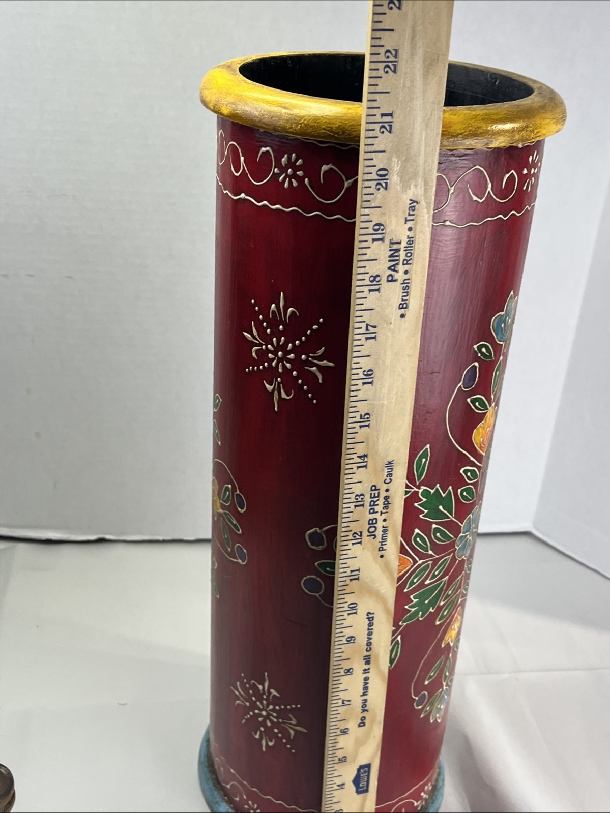 Handpainted solid Wood – Umbrella Stand – Red Base FL