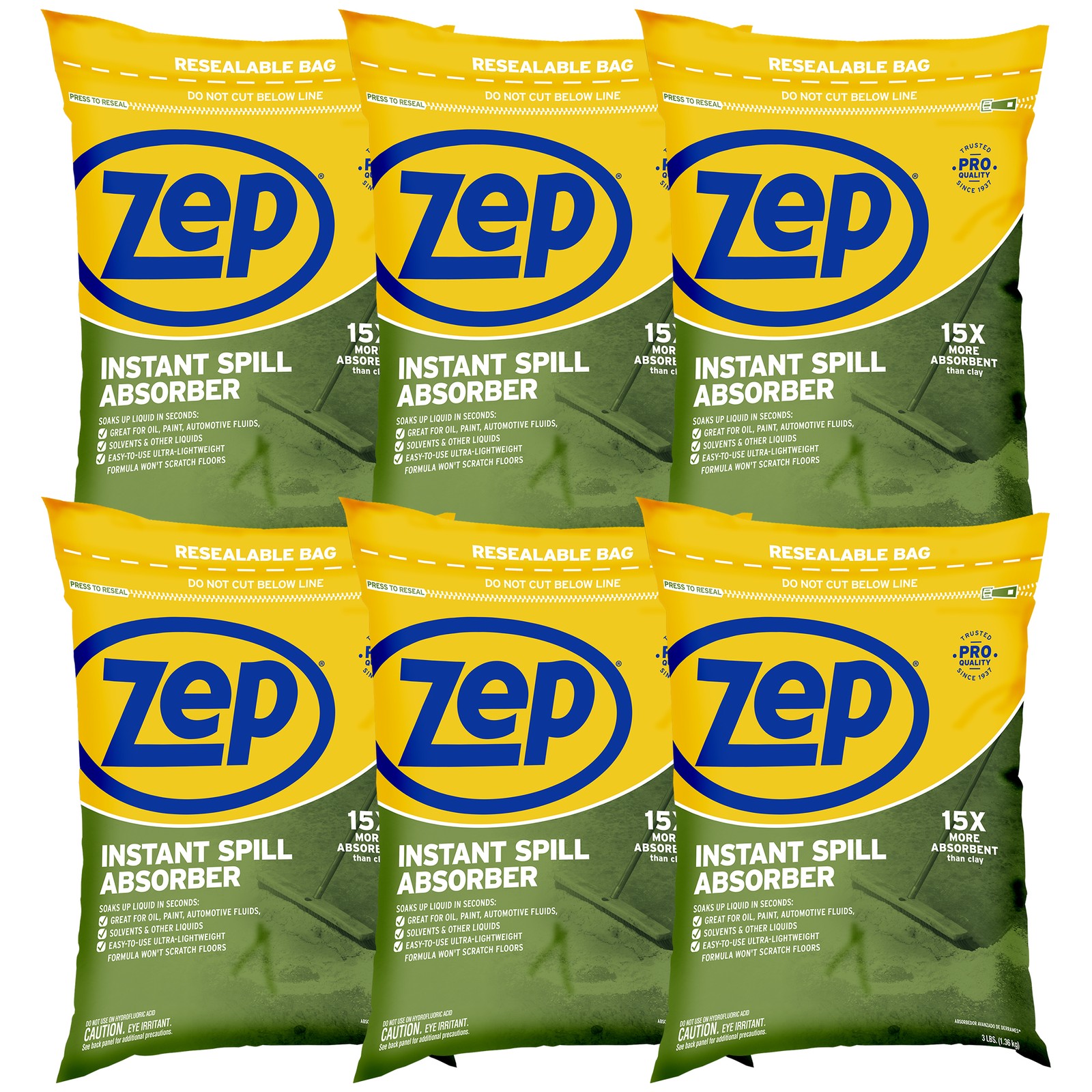 Zep Instant Spill Absorber – 3 Lb Bag (Case of 6) – ZUABS3 – Ultra-Lightweight