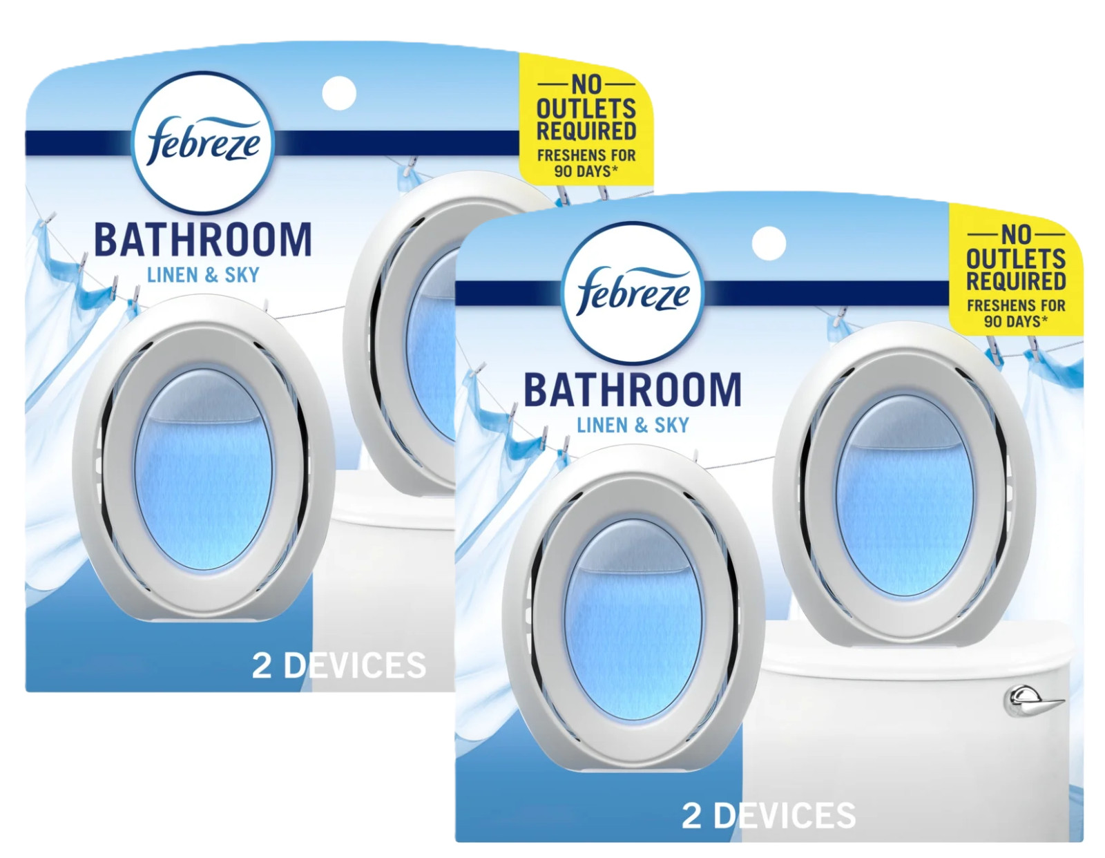 Febreze Bathroom Air Freshener, Odor-Fighting, Linen & Sky Scent, 4 Count