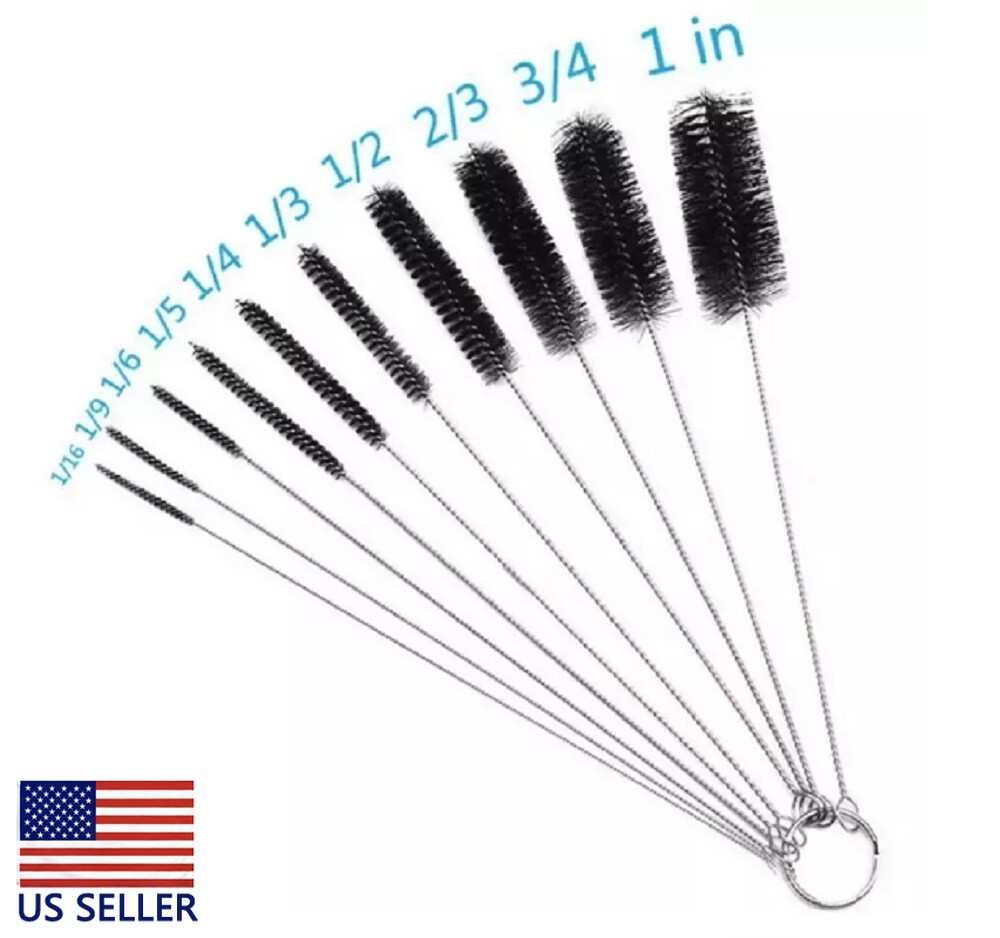10-Pack Nylon Straw Cleaning Brushes–Stainless Steel Wire Drink Pipe Cleaner Kit