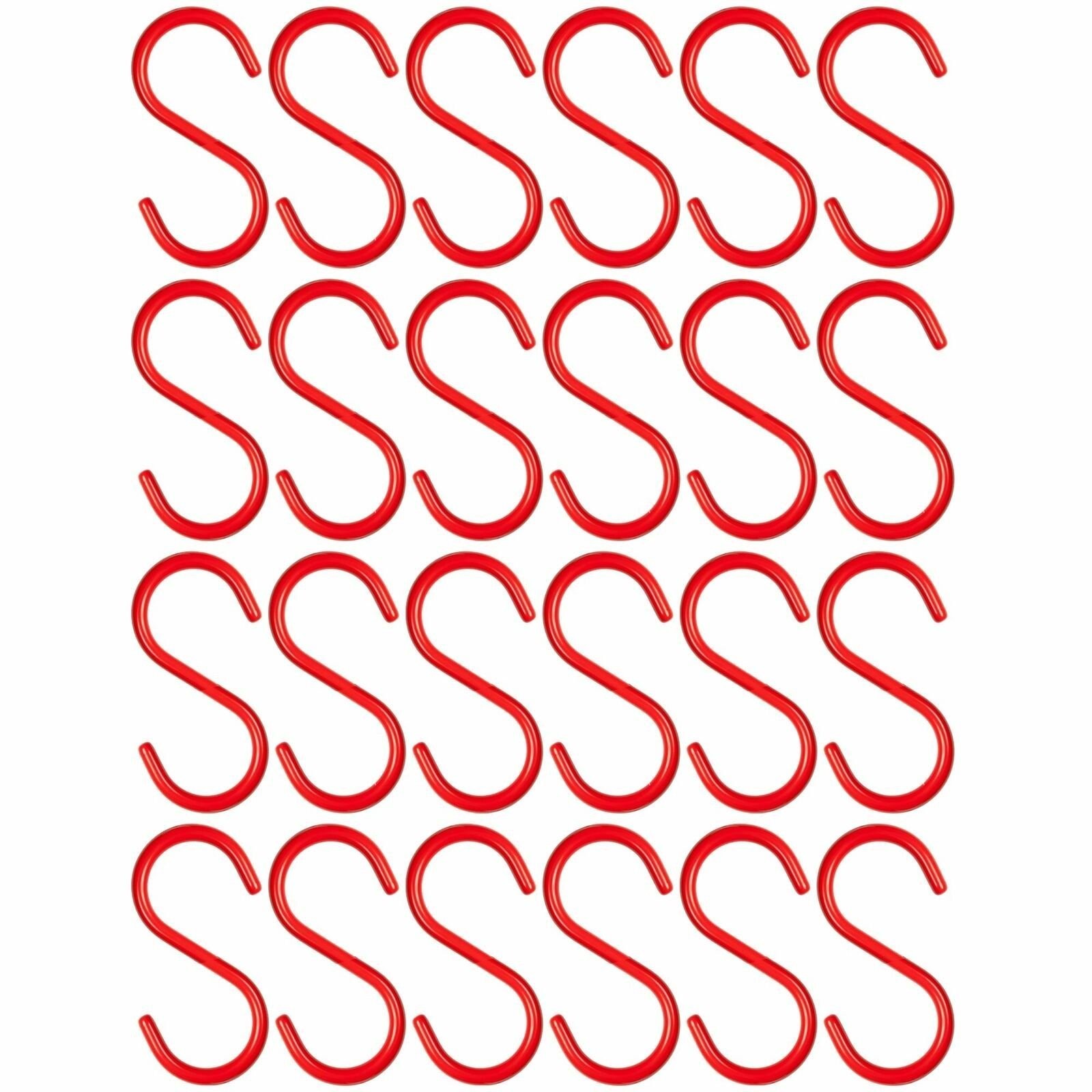 24 Pieces 5″ inch Red Vinyl Coated S Shaped Hooks for Hanging Kitchen Rack