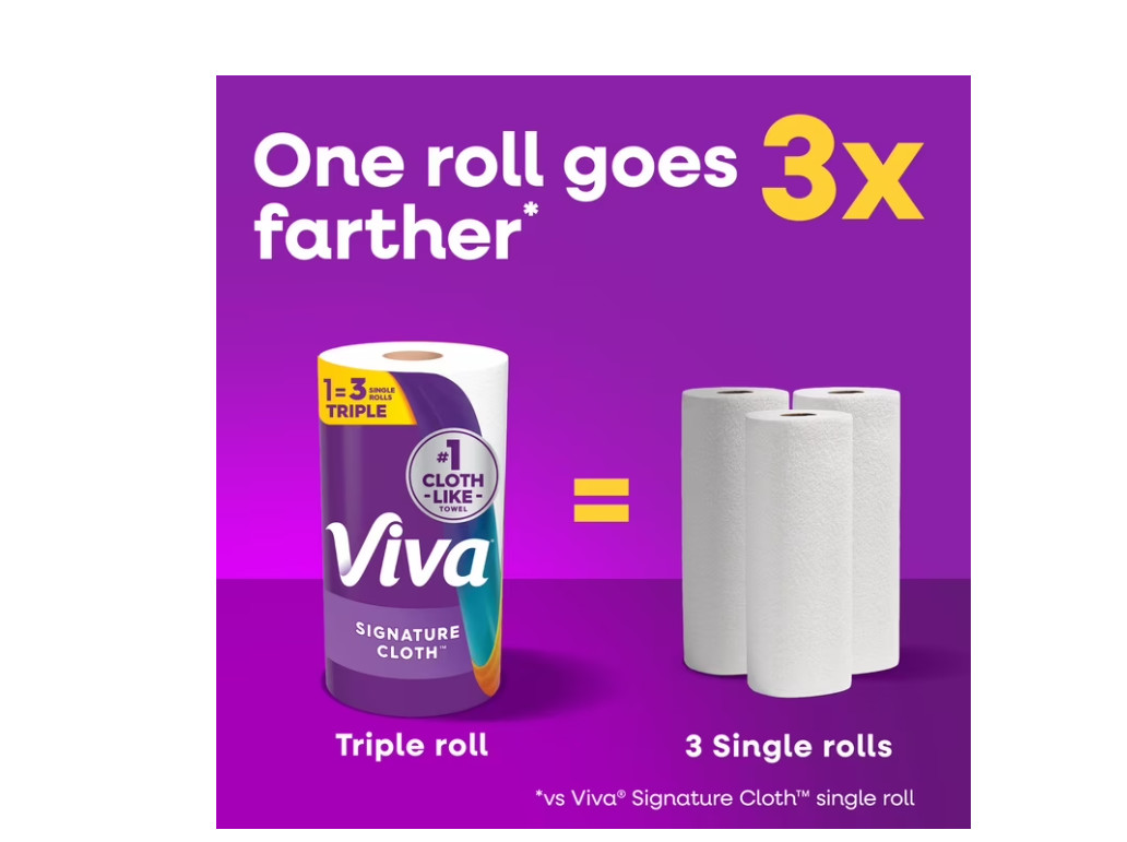 Viva Signature Cloth Paper Towels, 12 Triple Rolls, 129 Sheets per Roll