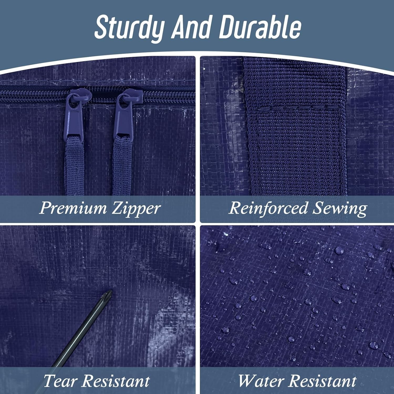 Water Resistant 6 Pack Extra Thick Moving Bags with Comfort Handles for Easy Use