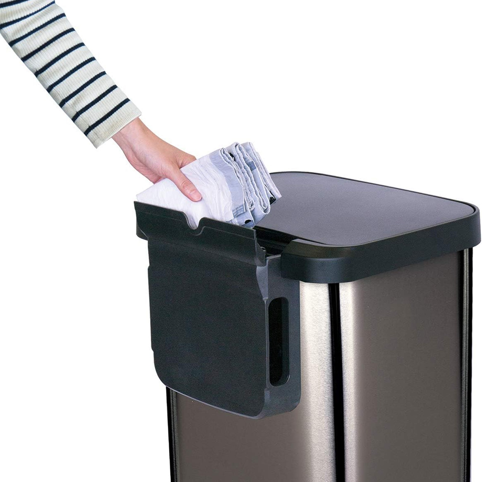 Glad Step Trash Can, Soft Close Lid Bin with Odor Protection, 20 Gallon, Pewter