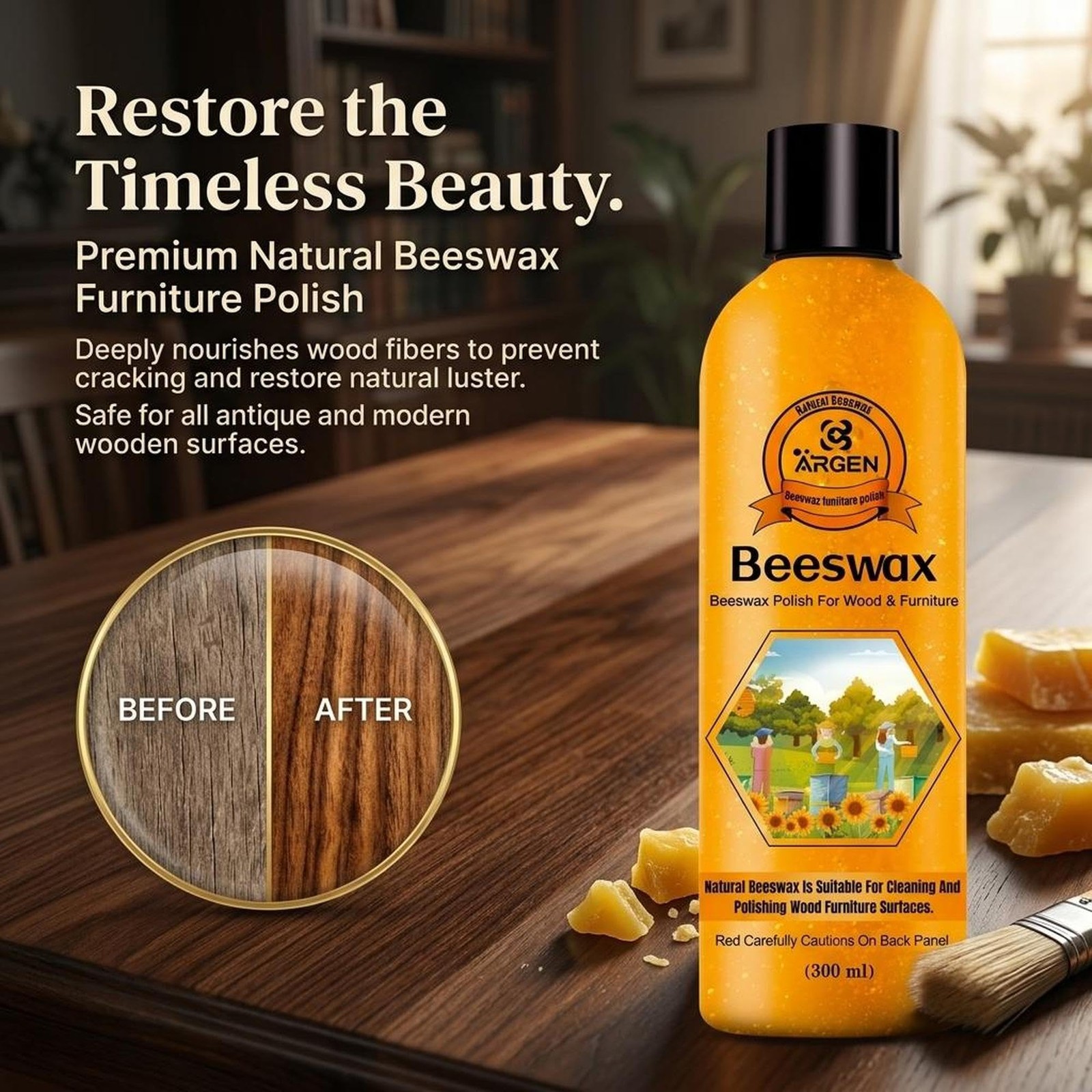 Beeswax Furniture Polish Natural Wood Wax Conditioner 300ML