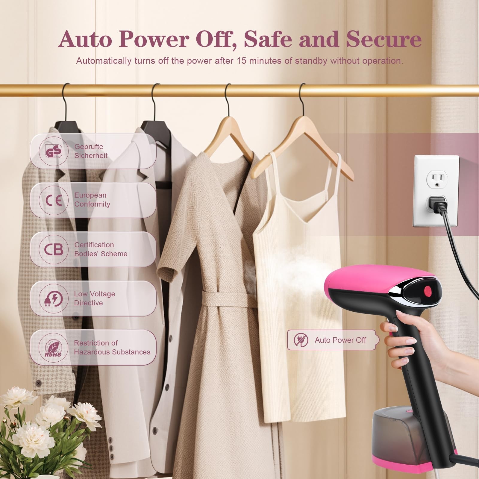 Steamer for Clothes Handheld Clothes Steamer 1300W Portable Garment Steamer A…