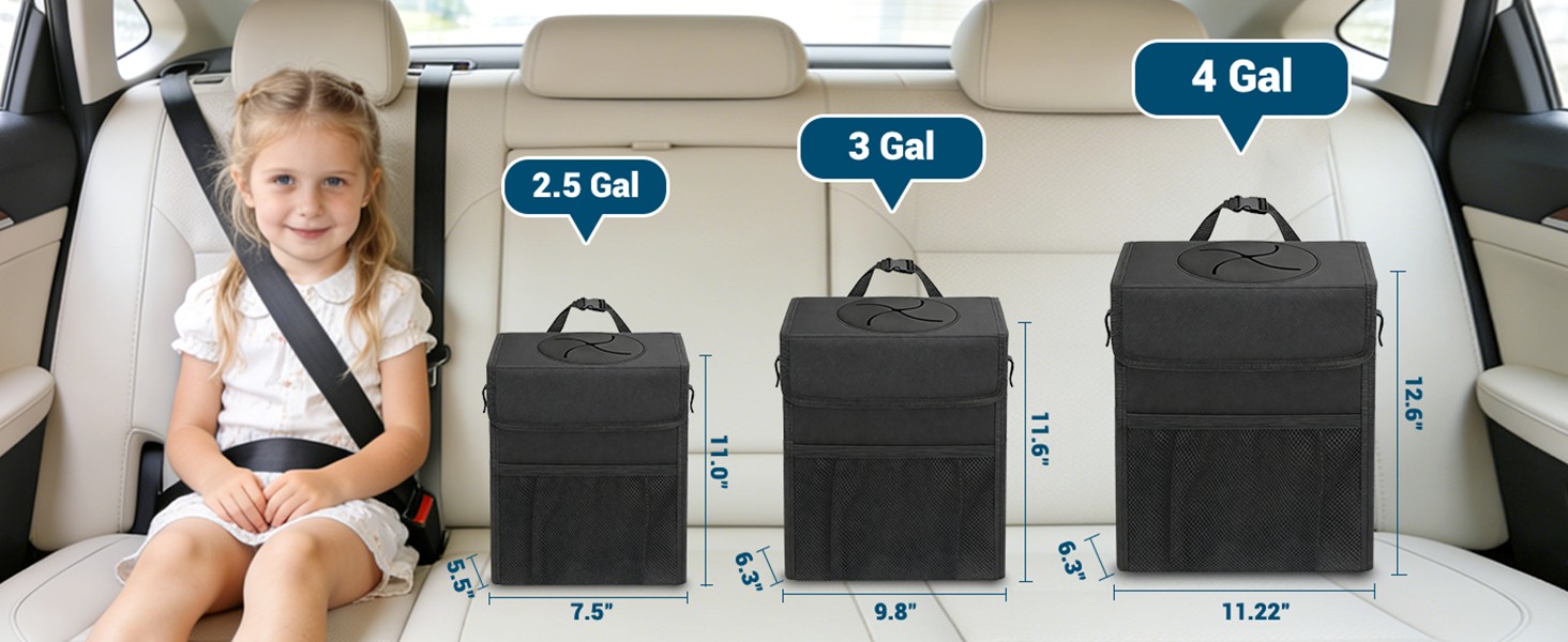 Car Trash Can with Lid, Leakproof Car Trash Bag Hanging Waterproof Automotive
