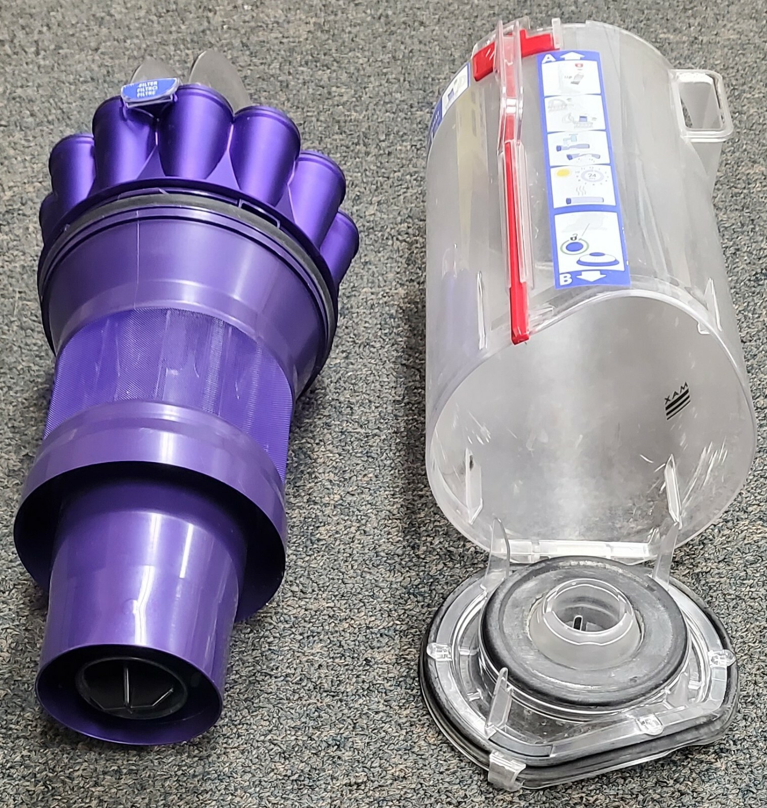 GENUINE DYSON DC40 VACUUM PURPLE CYCLONE & DUST BIN ASSEMBLY – 924966-02 – USED