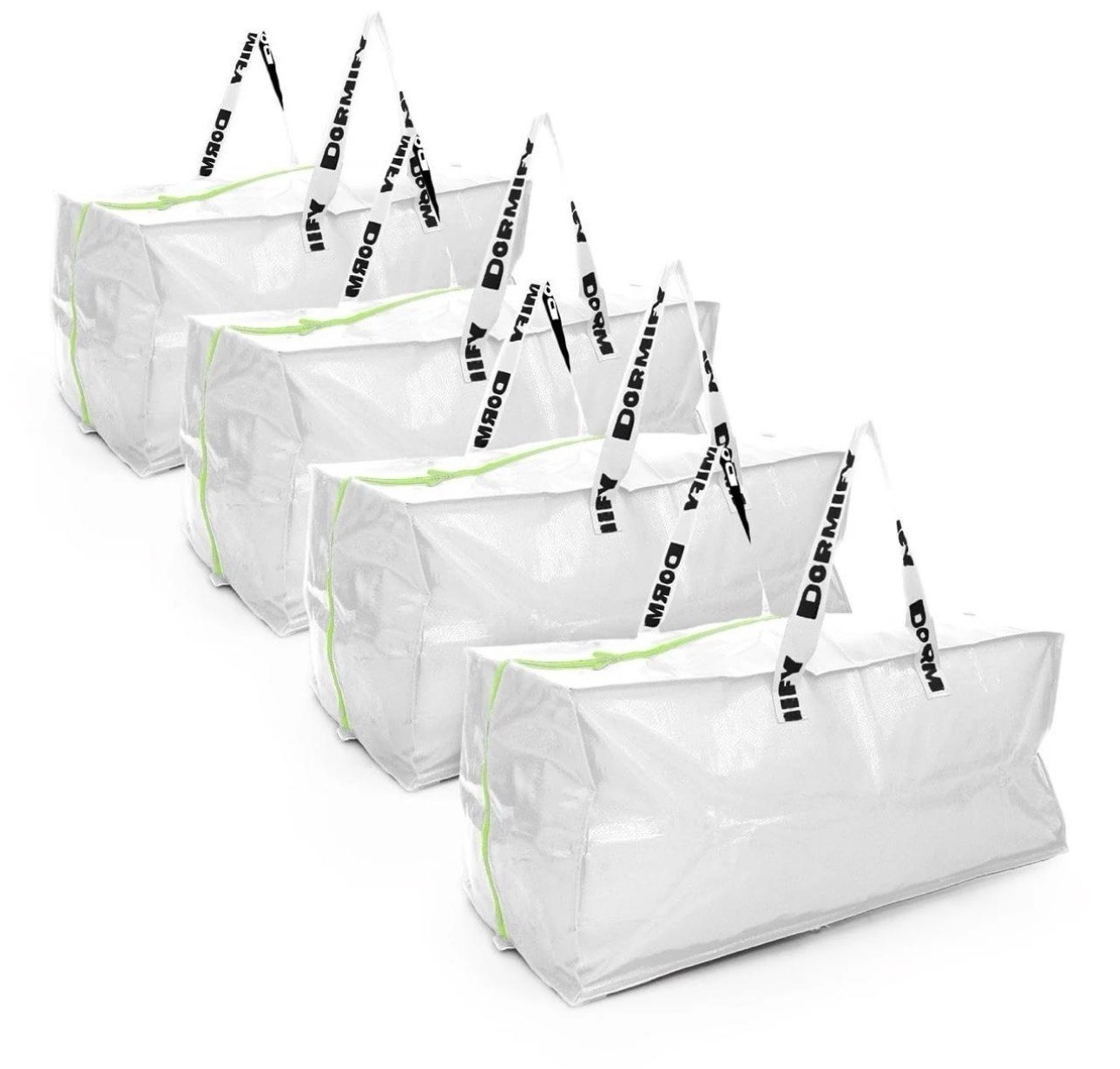 Dormify set of 20 Waterproof Zippered Collapsible Bag, White, 23 gal 29x14x13″