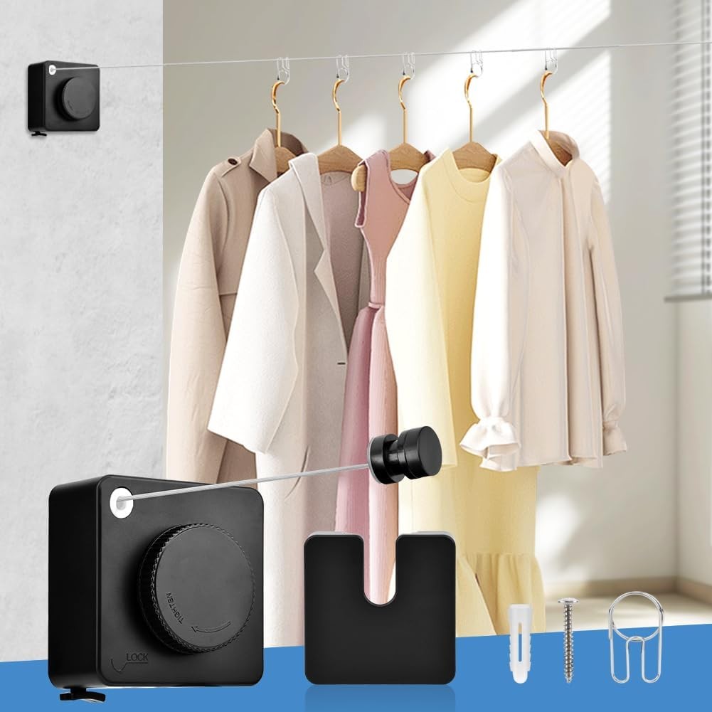 Retractable Clothesline Heavy Duty, Non-Sagging Indoor/Outdoor Clothes Line Retr