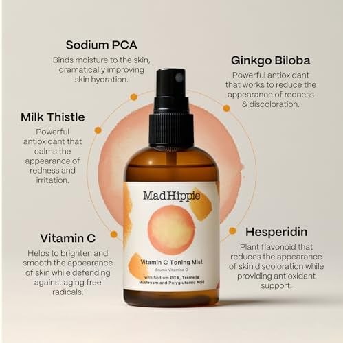 Mad Hippie Vitamin C Toning Mist – Skin-Brightening Toner for Face, Vitamin C Fa