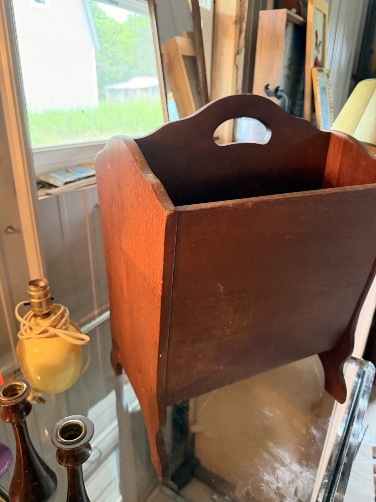Vintage Solid Wood Large Sturdy Magazine Rack