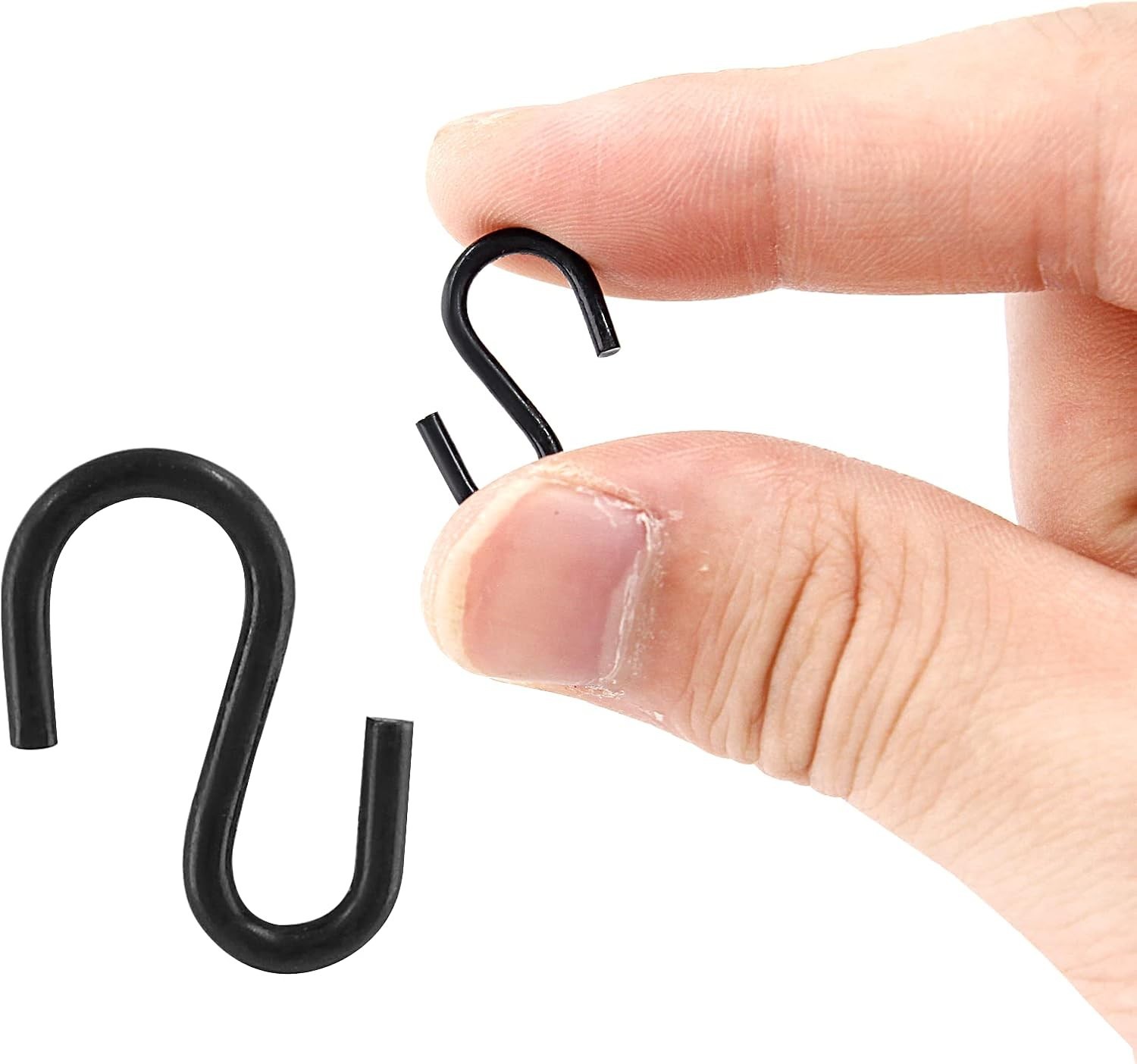 Metal S Hooks, Black Pcs, S Shaped, 0.75′ 0.75” Length, 1.8mm Thickness 60