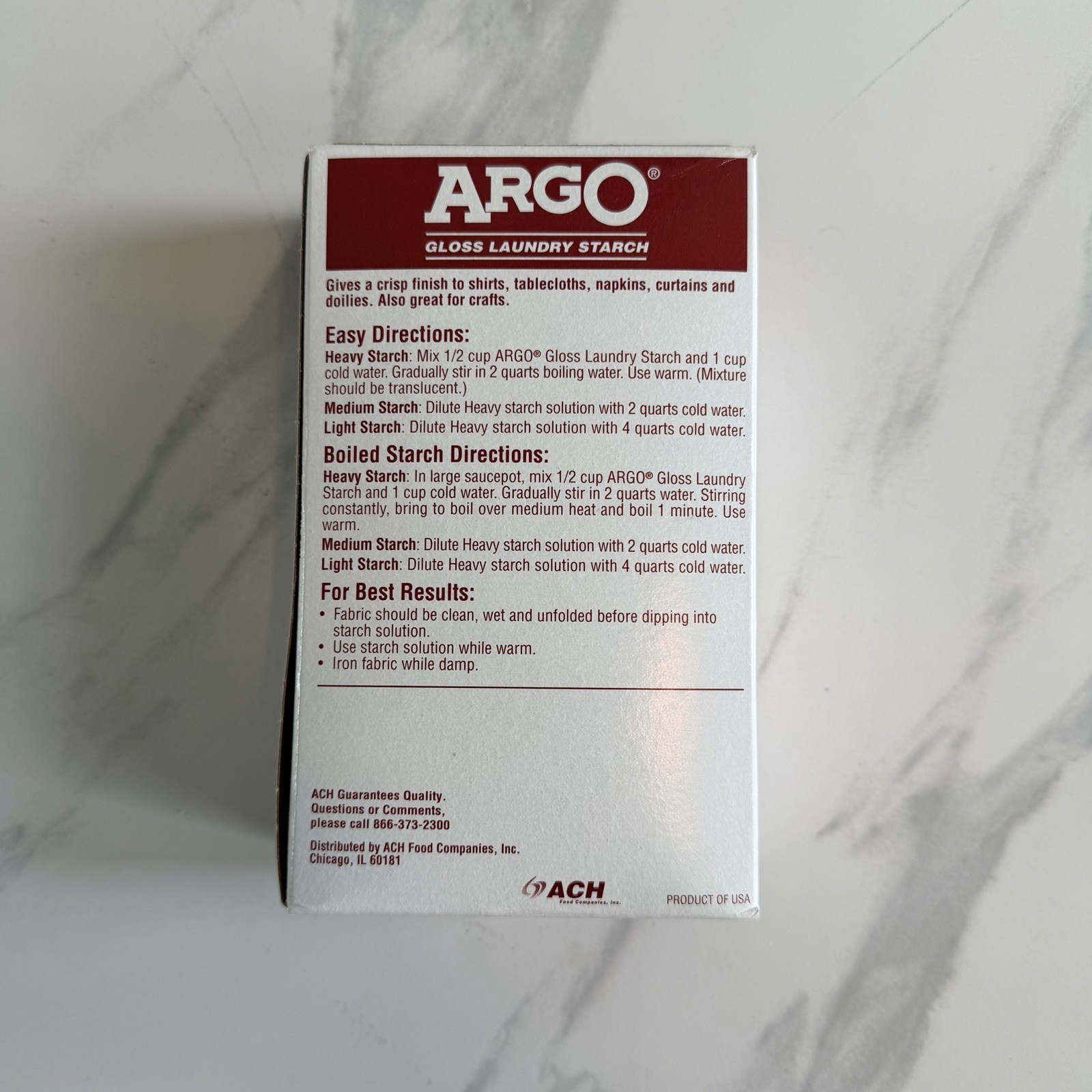 Exp06/2020- ARGO Gloss Laundry Starch Red, Removes Greasy Spots 16oz New Sealed