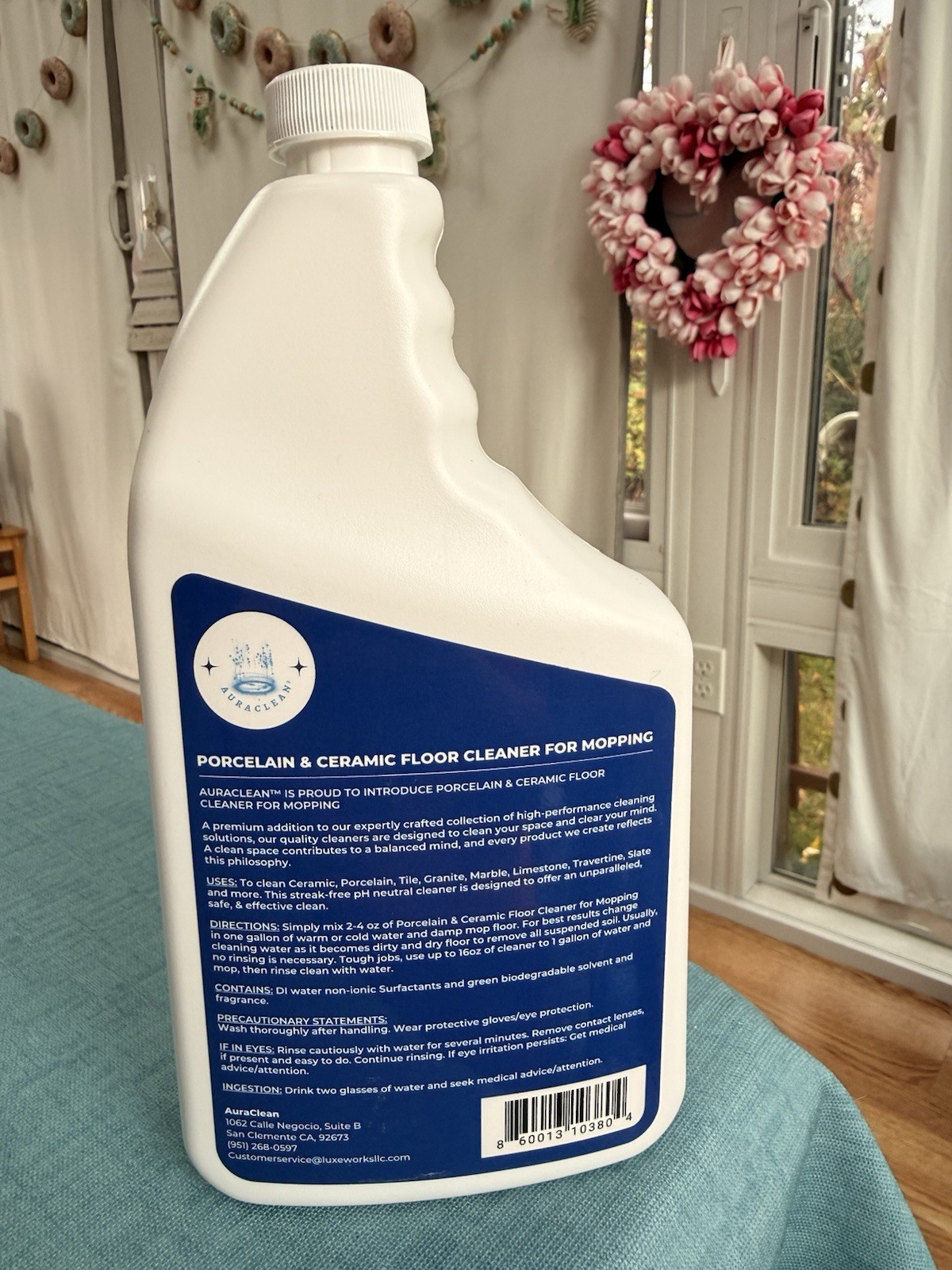 Porcelain & Ceramic Tile Floor Cleaner Mop Soap Concentrate Aura Clean 32 Oz