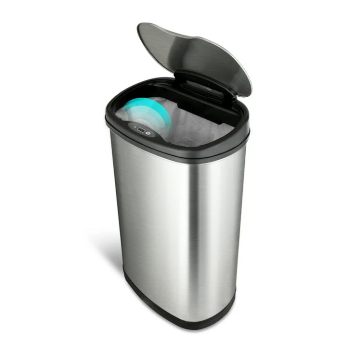 Nine Stars 13 Gallon Automatic Touchless Kitchen Trash Can, Stainless Steel