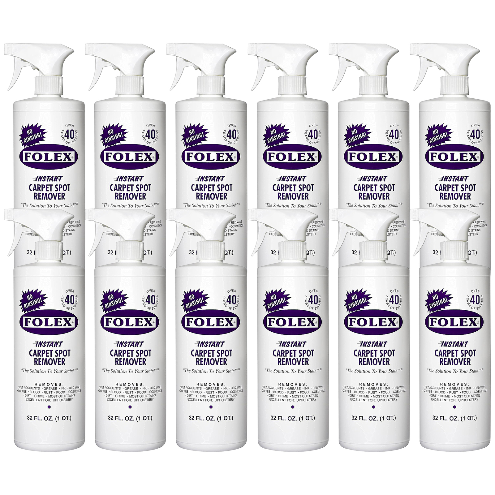 12 Pack Folex Instant Carpet Spot Remover, 32 oz – Removes Pet Accidents, Grease