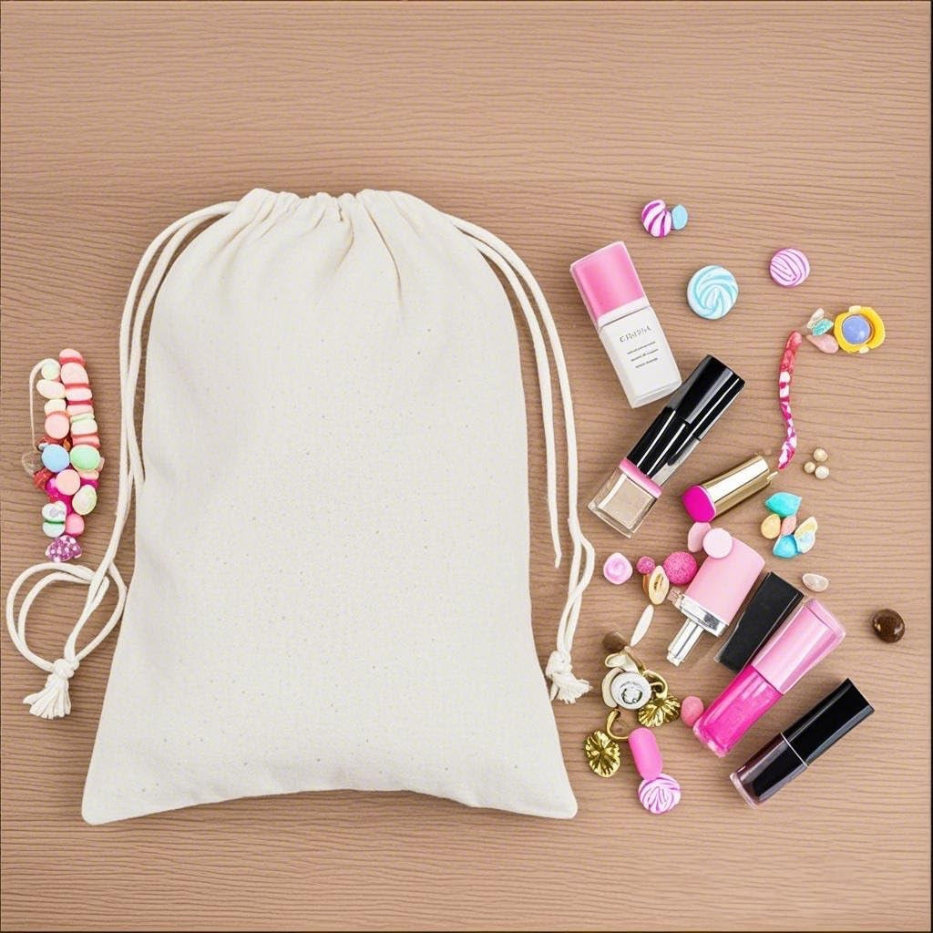 gobyhumm 50 Pieces Pure Cotton Drawstring Bags Muslin Bags Sachet Bag for Home S