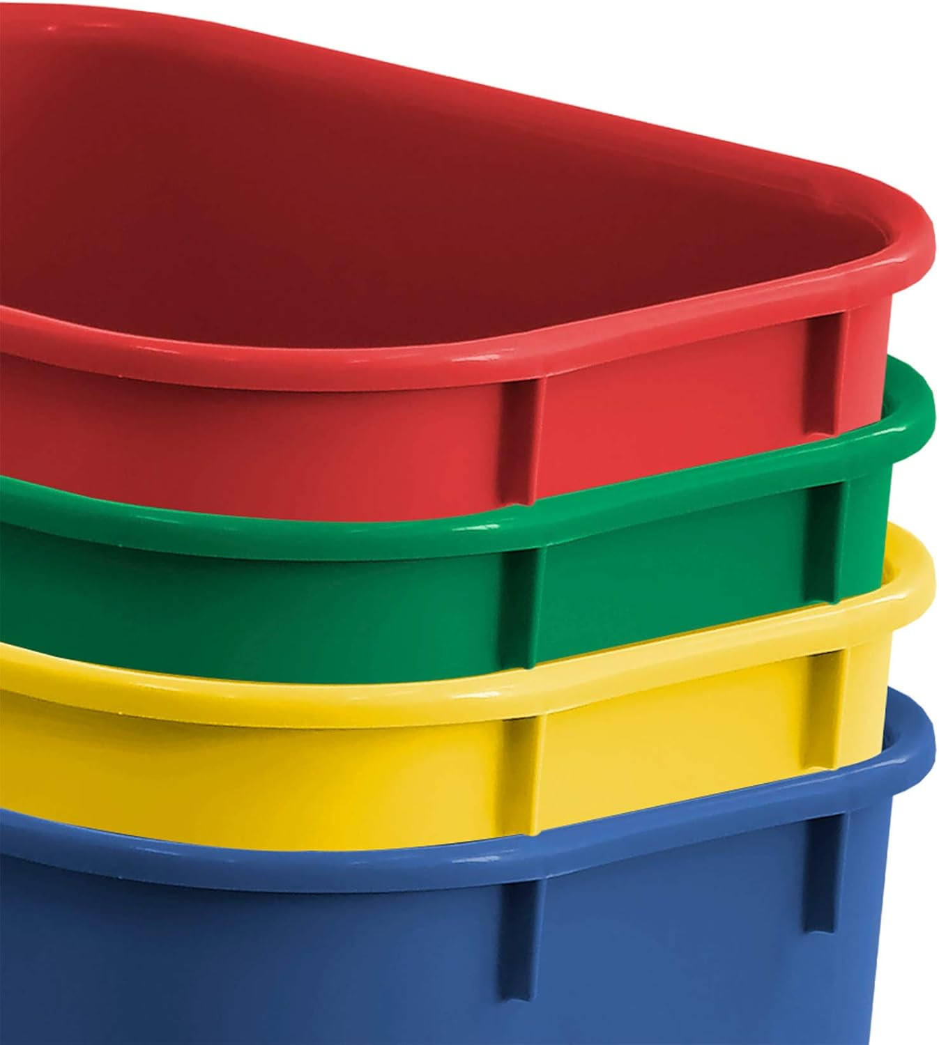 Color-Coded Recycling Wastebasket Set – 4 Bins, 6.75 Gallon Each