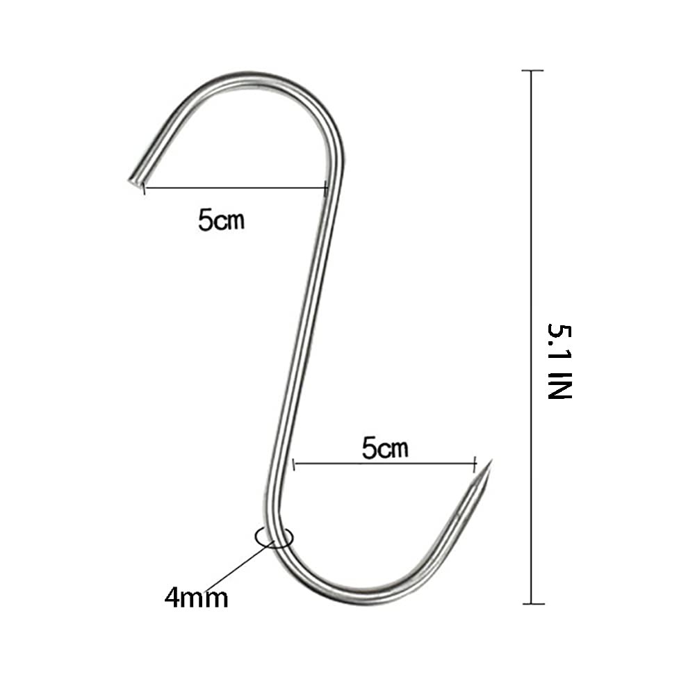 MUFEDAT Meat Hooks 20PCS, 5.12 in Premium Stainless 5.1inch(20Pcs), Silver