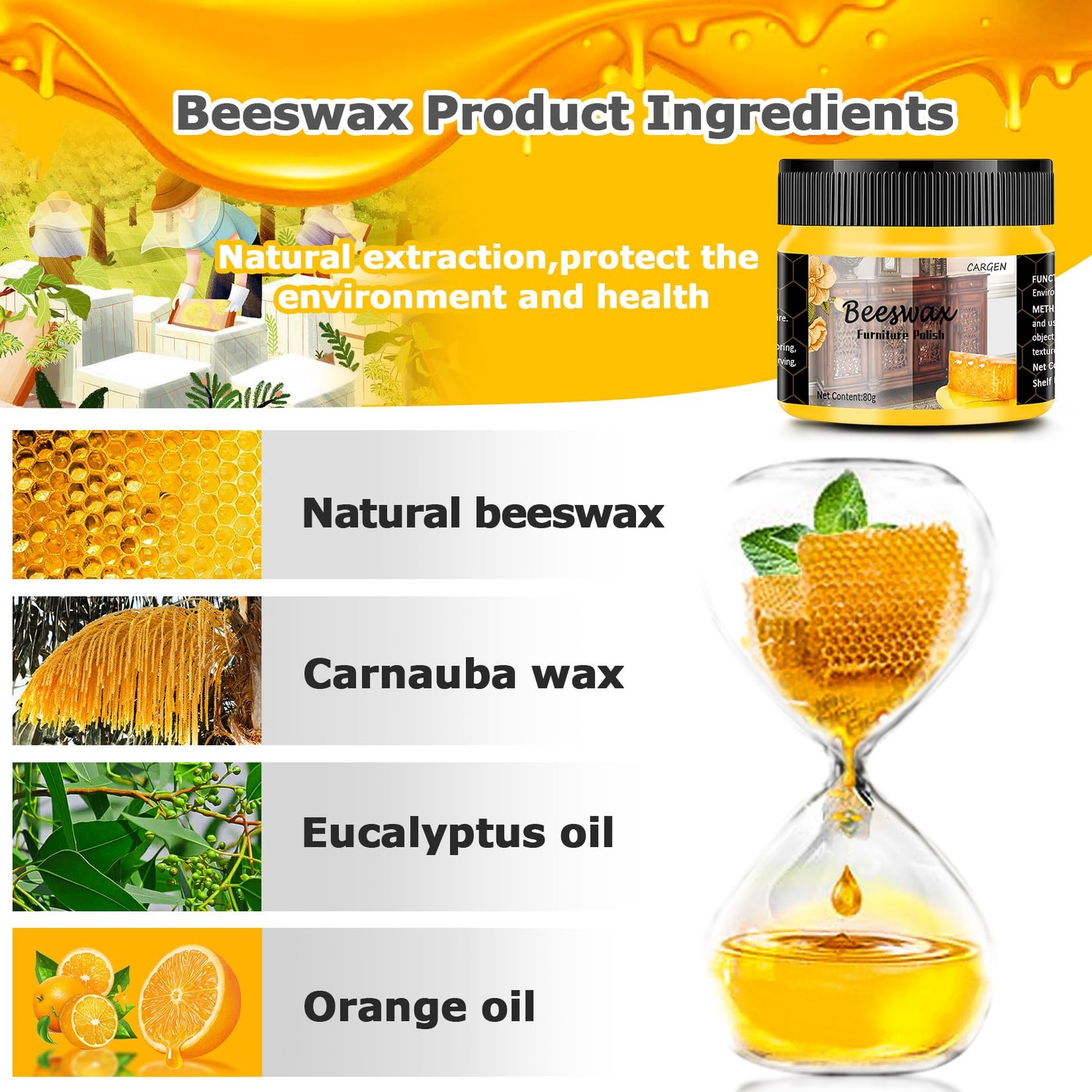 3 PCS Wood Seasoning Beewax Natural Beewax Traditional Wood Wax Multipurpose …