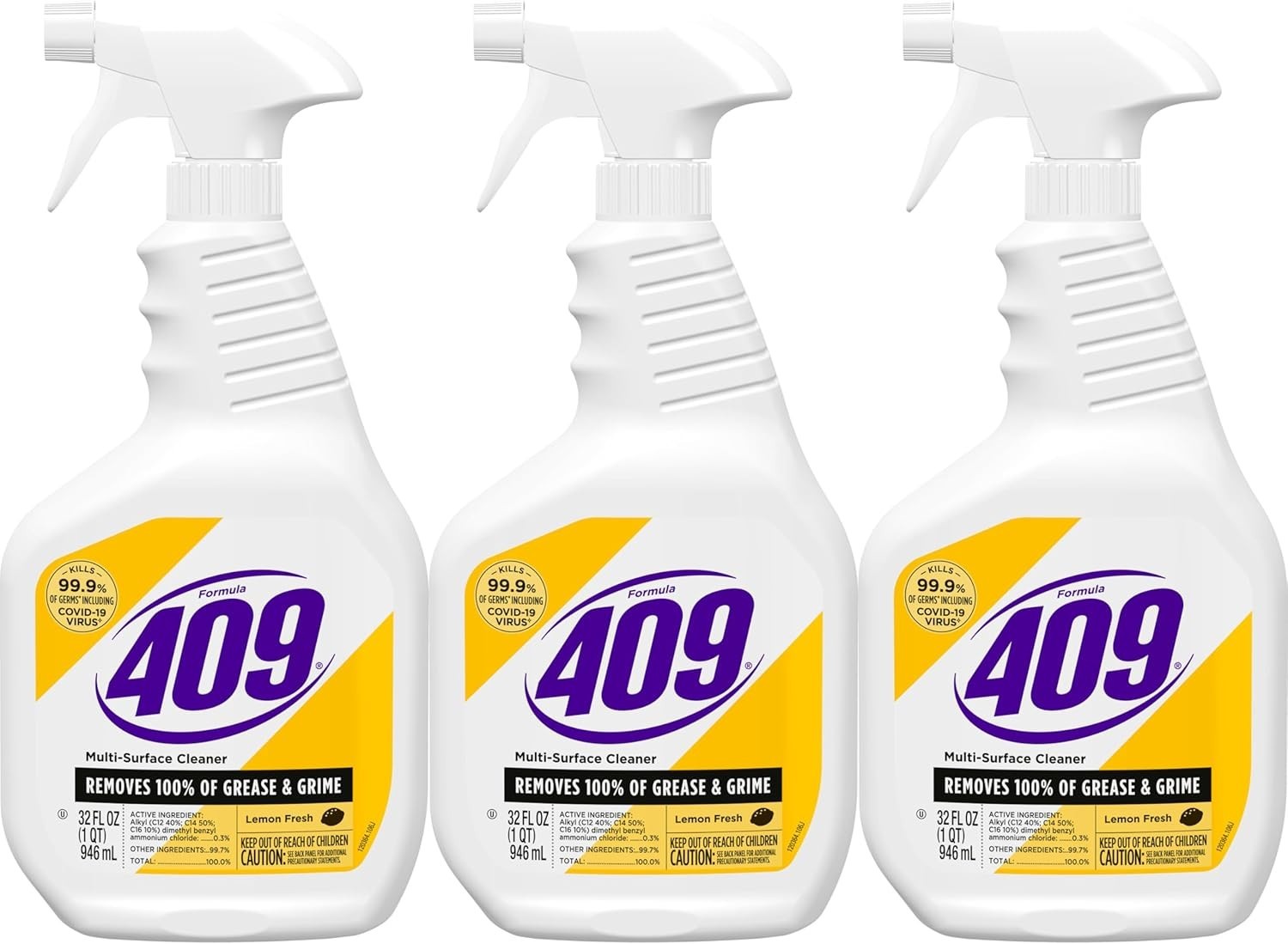 Formula 409 Multi-Surface Cleaner Lemon Fresh, 32 Fluid Ounces, Pack of 3 New