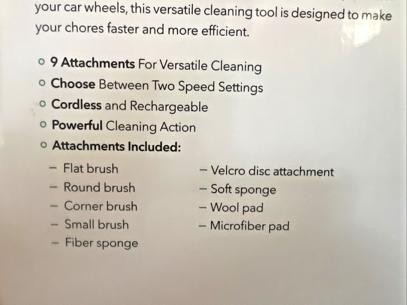 Eternal Living Dual Speed Cordless Cleaning Brush Spin Scrubber w/9 Attachments
