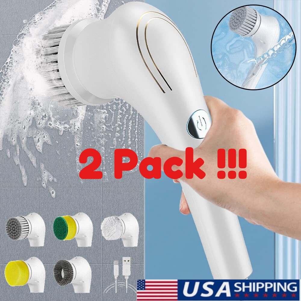 2 pack Electric Cordless Cleaning Brush Spin Scrubber Turbo Scrub Cleaner