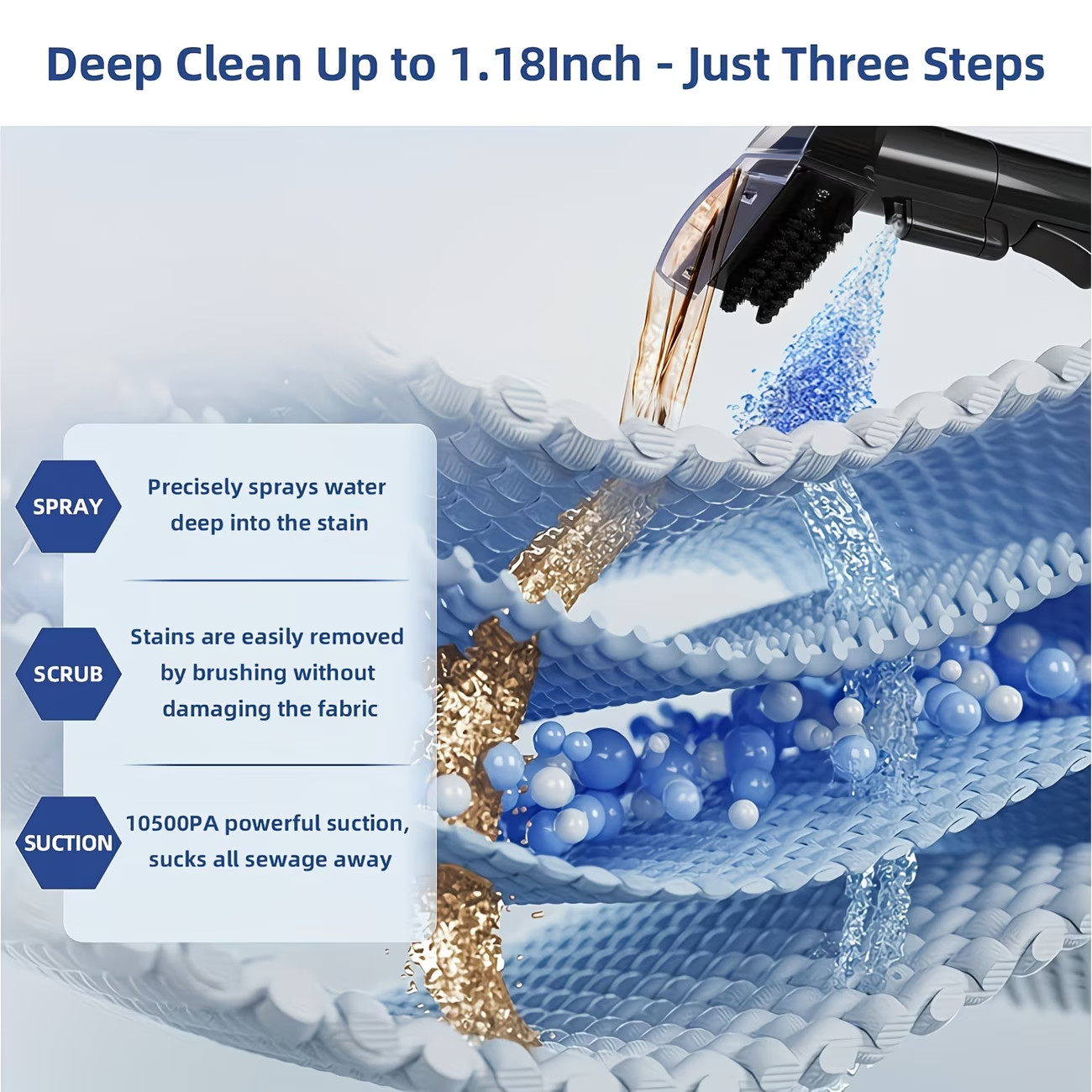 400W Powerful Carpet Cleaner Machine, Portable, Stain Remover for Pets & Rugs