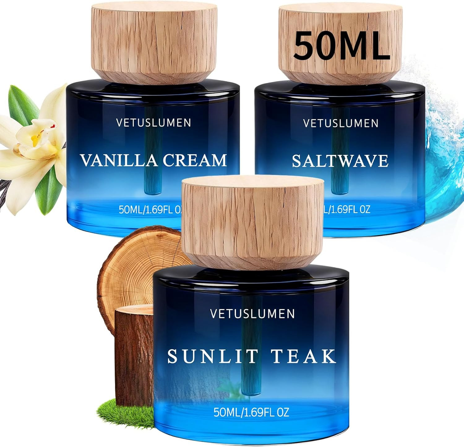 Car Air Freshener, 50Ml /1.7Fl Oz Large Capacity Air Freshener Diffuser Set, 3-S