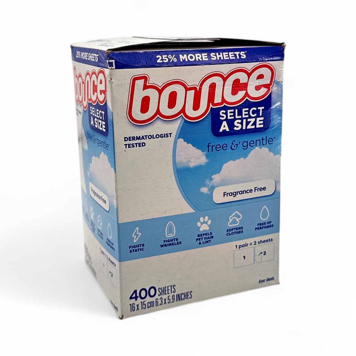 Bounce Select a Size Free + Gentle Dryer Sheets, Unscented – 400 Count