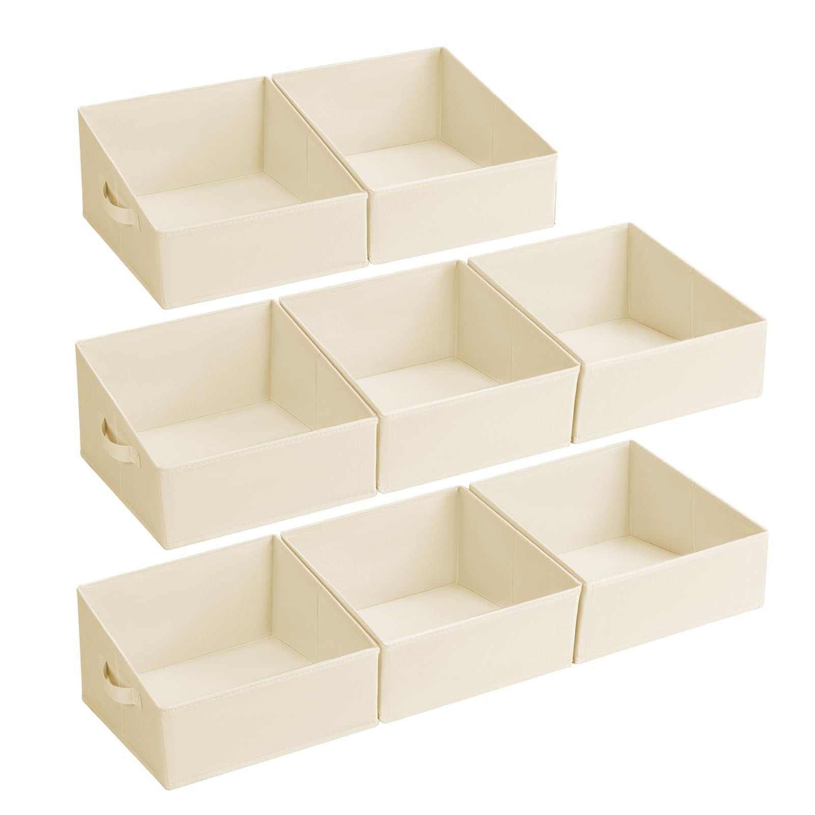 8 PCS Fabric Trapezoid Closet Storage Bins Foldable Shelf Organizer Box Beige