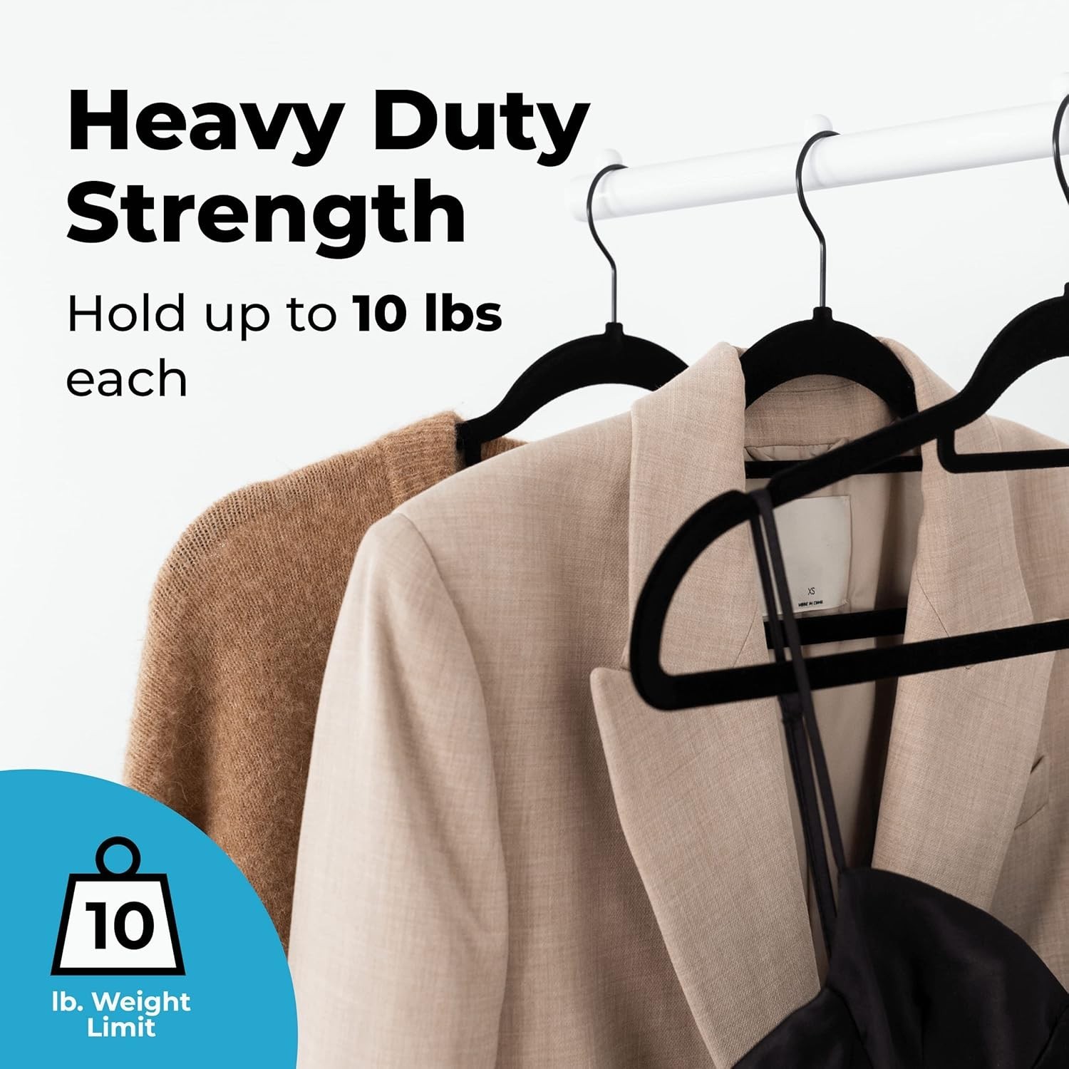 Fontaines Luxury Black Velvet Felt Non Slip Clothes Hangers 50 Pack – Ultra Slim