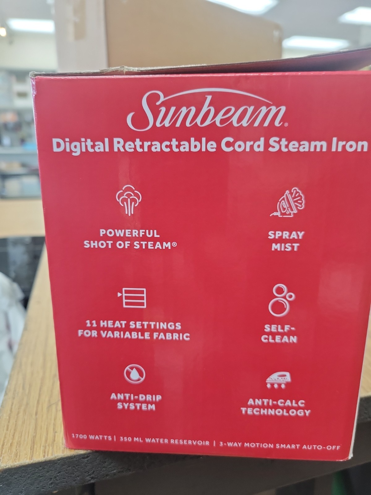 Sunbeam 1700W Digital Pro Steam Iron with Retractable Cord & Ceramic Soleplate