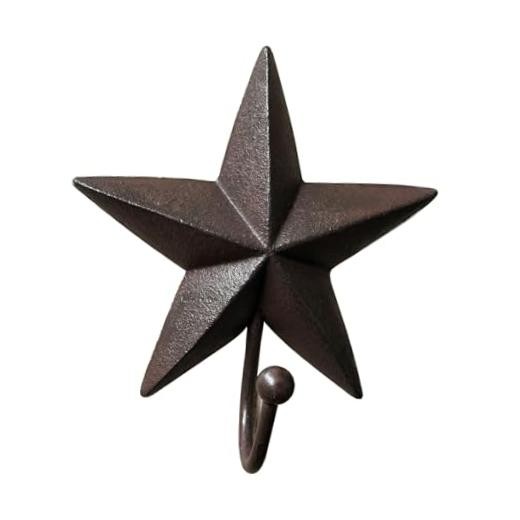 Rustic Star Wall Hooks – Vintage Decorative Western Home Wall Mount Coat 1 Pack