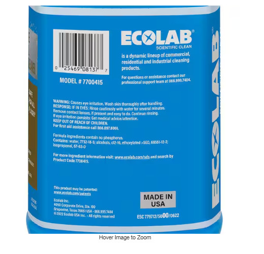 No Rinse Neutral Floor Concentrate Cleaner, Residue Free Formula for Tile 1 Gal.